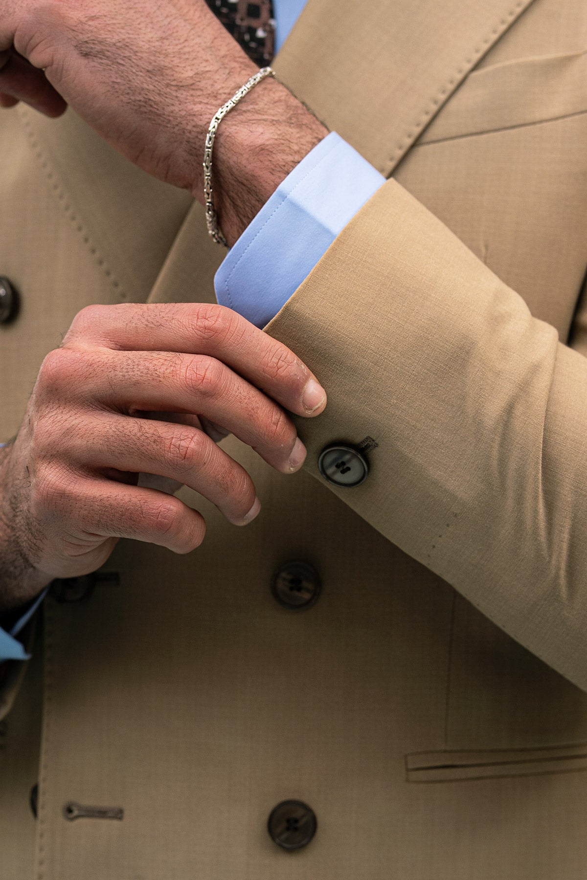 Giacca uomo Doppiopetto beige fresco lana mista Rever a lancia