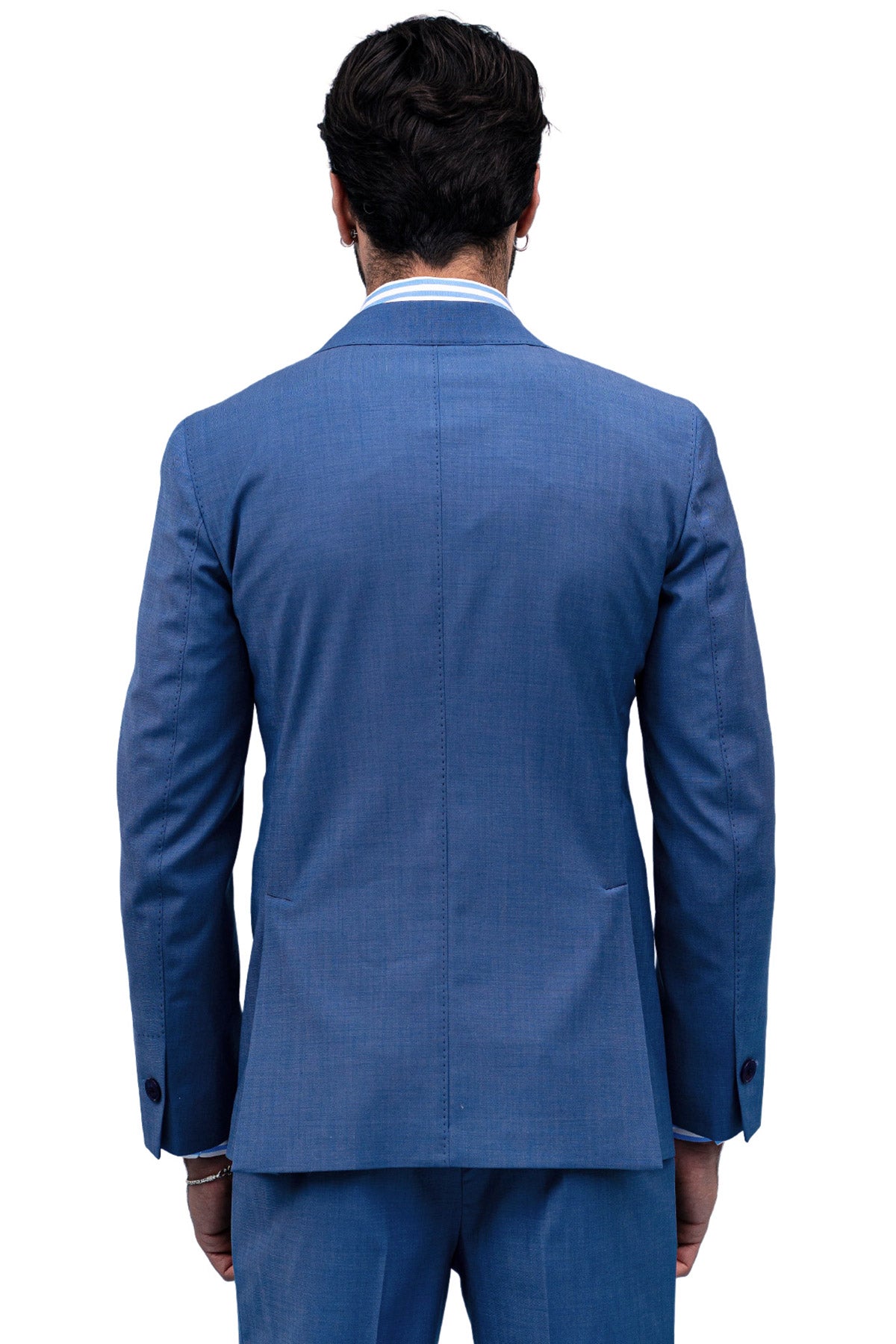Giacca uomo Doppiopetto Denim fresco lana mista Rever a lancia