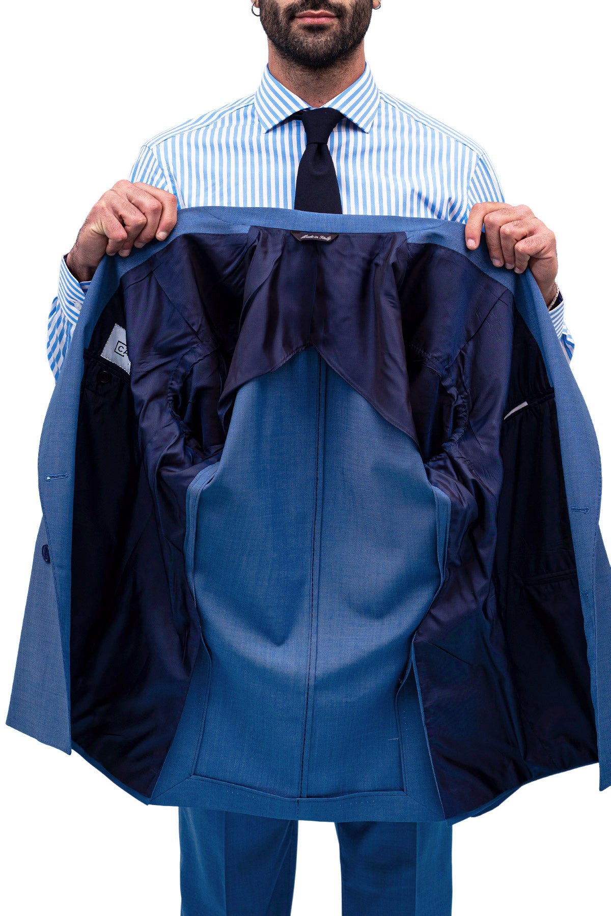Giacca uomo Doppiopetto Denim fresco lana mista Rever a lancia