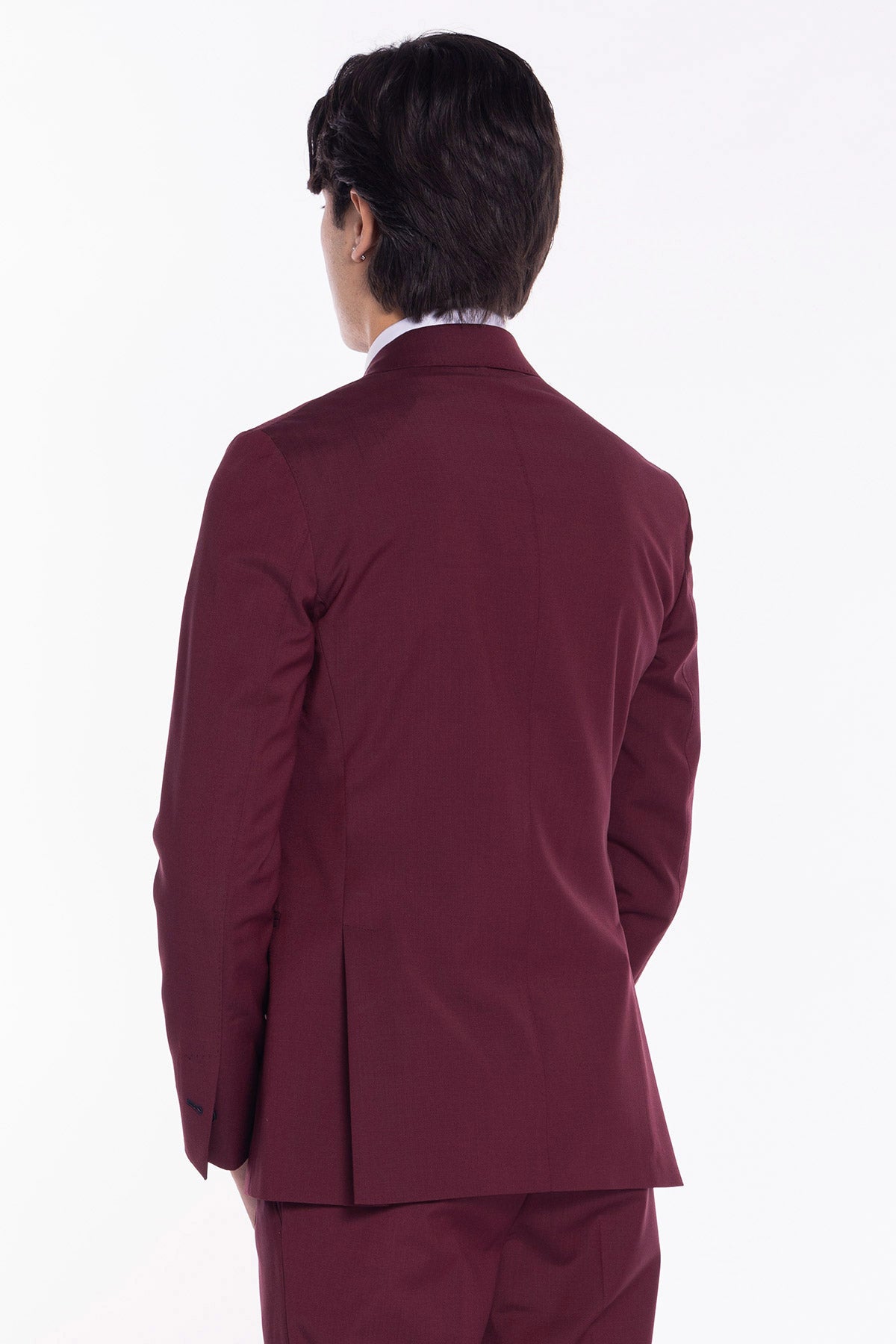 Giacca uomo Doppiopetto Bordeaux fresco lana mista Rever a lancia