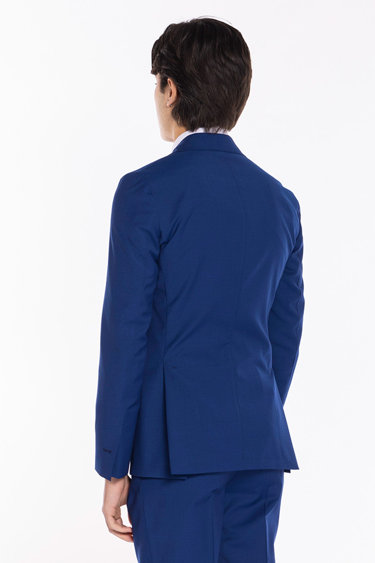 Giacca uomo Doppiopetto Royal blu fresco lana mista Rever a lancia