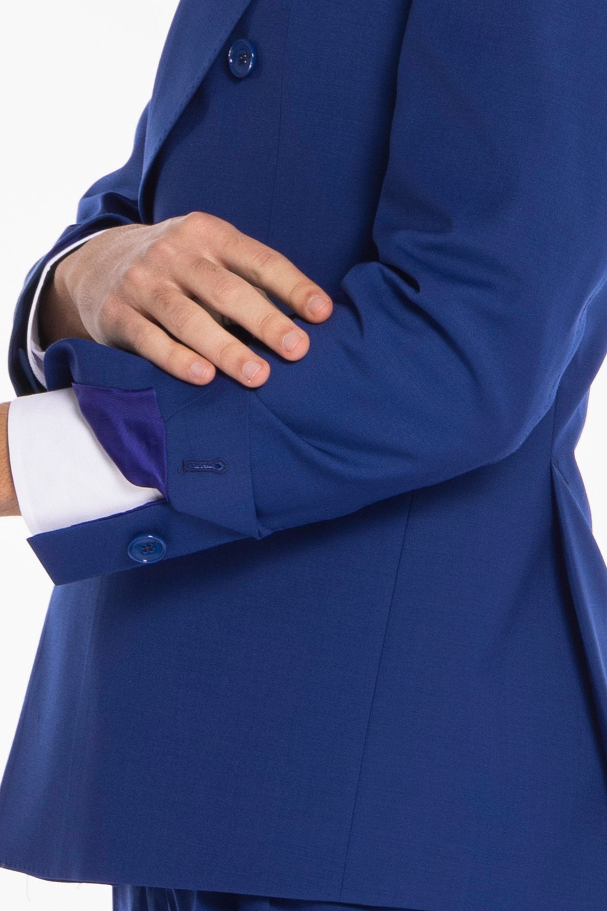 Giacca uomo Doppiopetto Royal blu fresco lana mista Rever a lancia