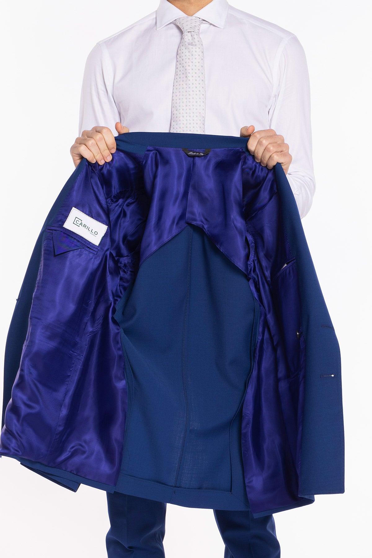 Giacca uomo Doppiopetto Royal blu fresco lana mista Rever a lancia