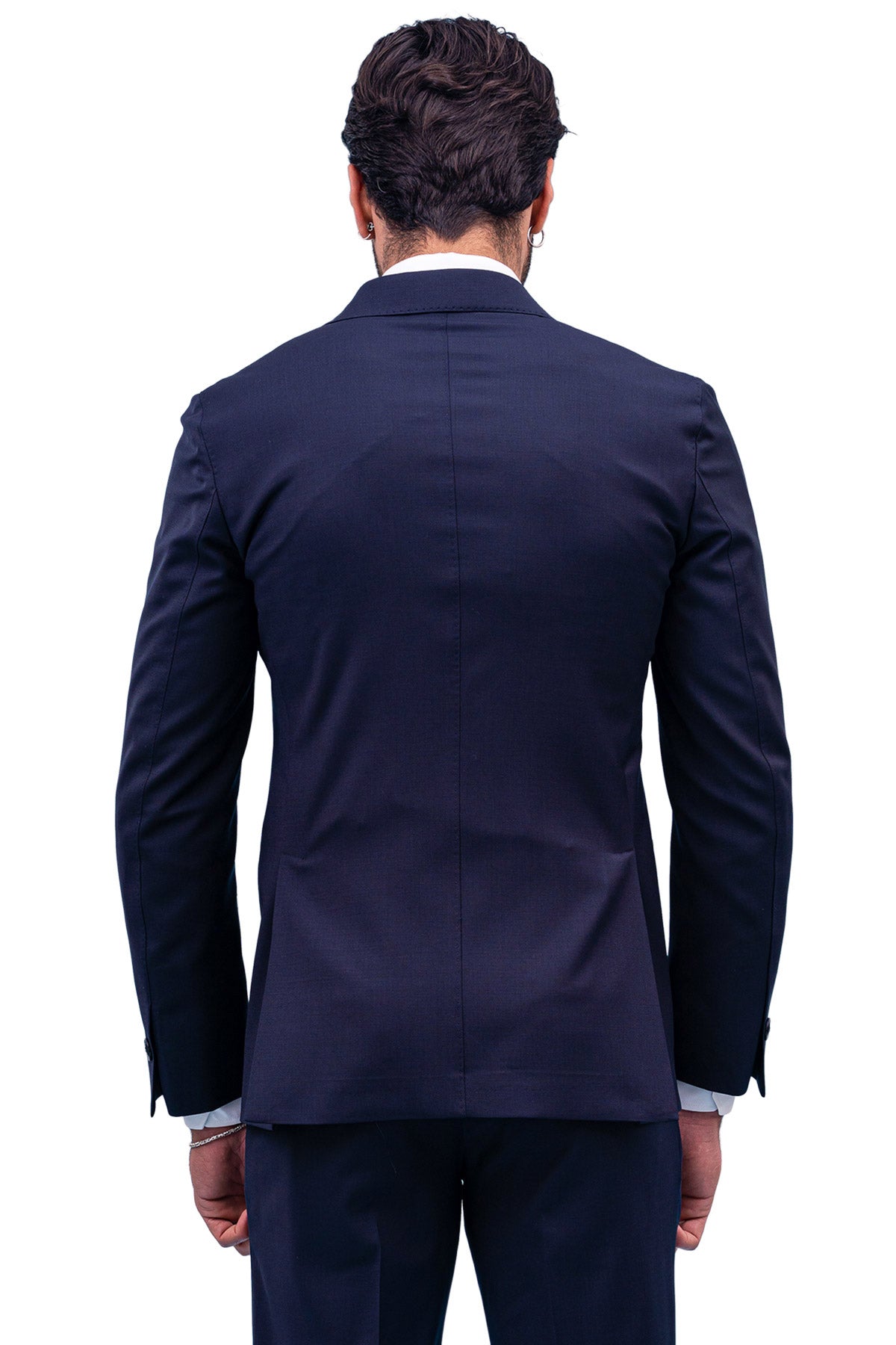 Giacca uomo Doppiopetto Navy blu fresco lana mista Rever a lancia