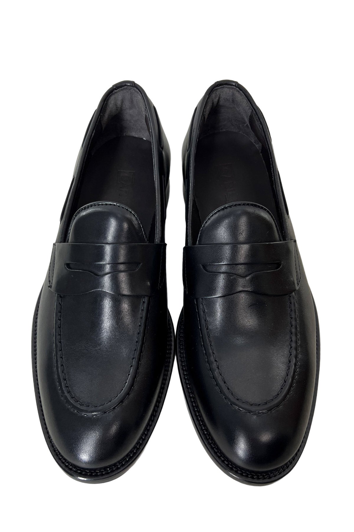 Mocassini uomo neri in vera pelle modello college e suola in cuoio made in italy