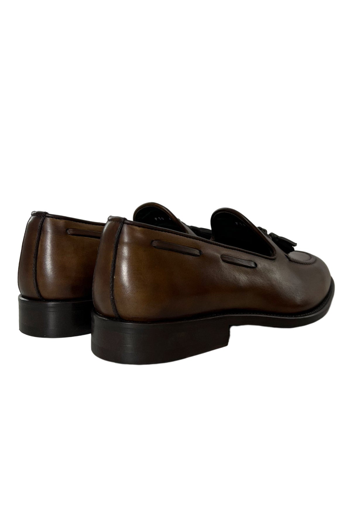 Mocassini uomo cuoio in vera pelle con nappine e suola in cuoio made in italy