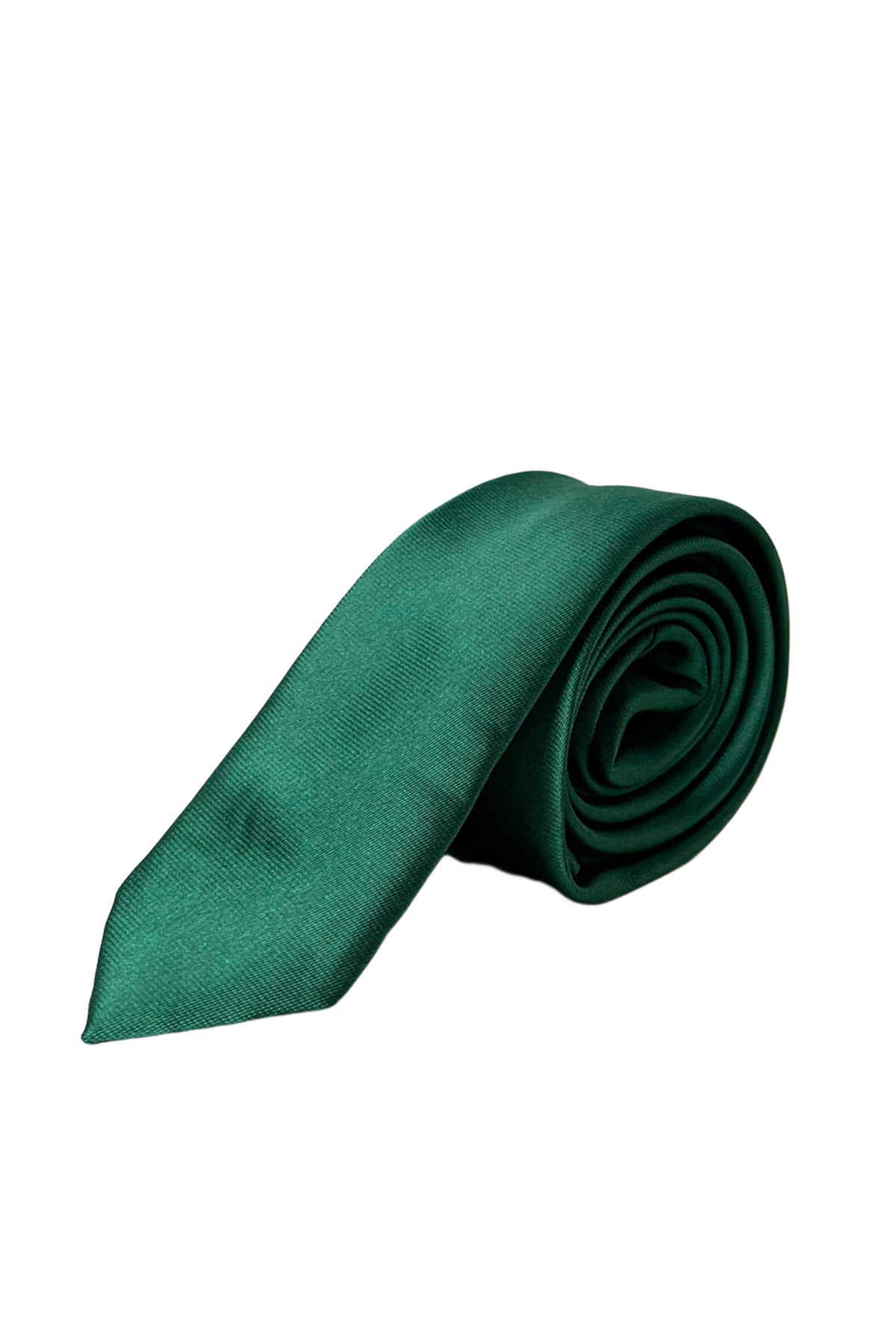Cravatta uomo verde bottiglia da cerimonia slim 5cm effetto seta