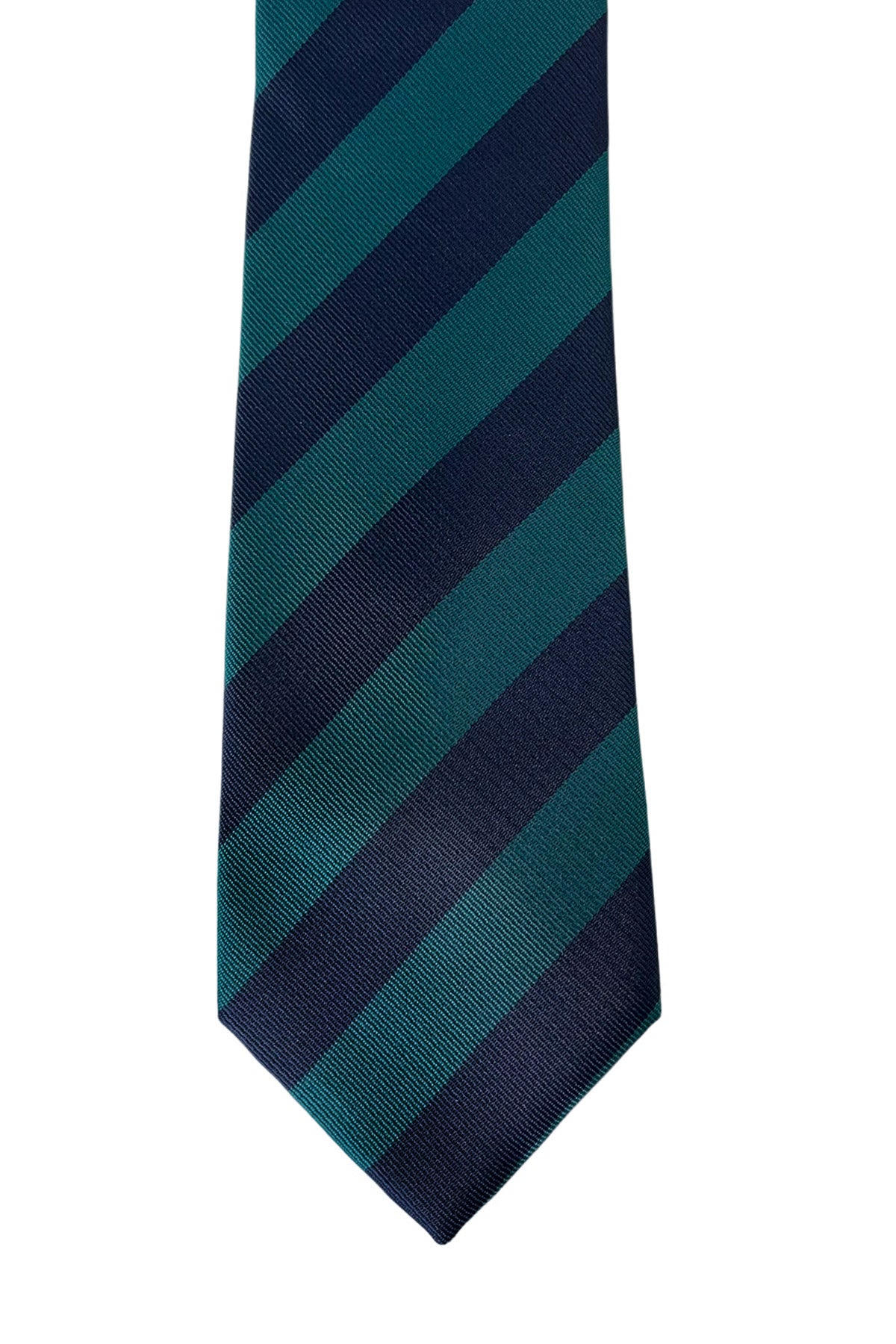 Cravatta uomo verde e blu regimental 8cm da cerimonia elegante effetto seta