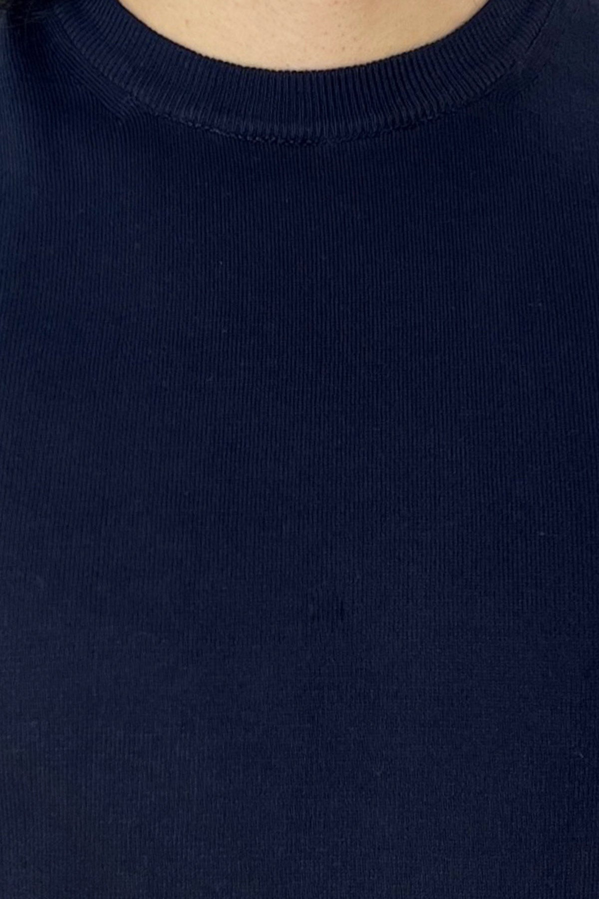 Maglioncino da uomo navy blu mezze maniche 100% cotone di filo finezza 14 tinta unita