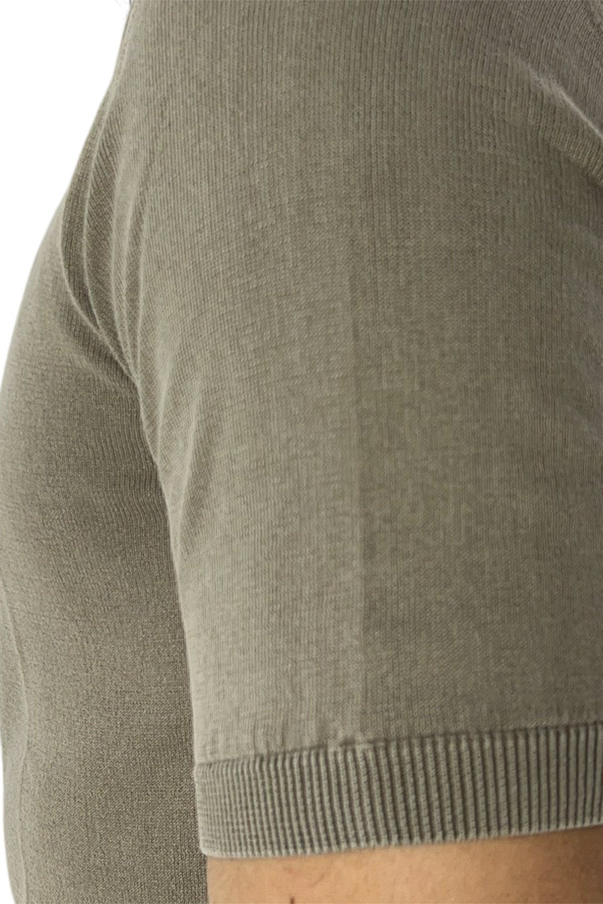 Maglioncino da uomo fango mezze maniche 100% cotone stone wash di filo finezza 14 tinta unita