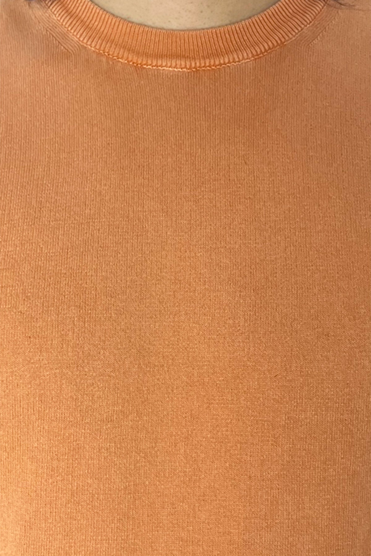 Maglioncino da uomo arancio mezze maniche 100% cotone stone wash di filo finezza 14 tinta unita