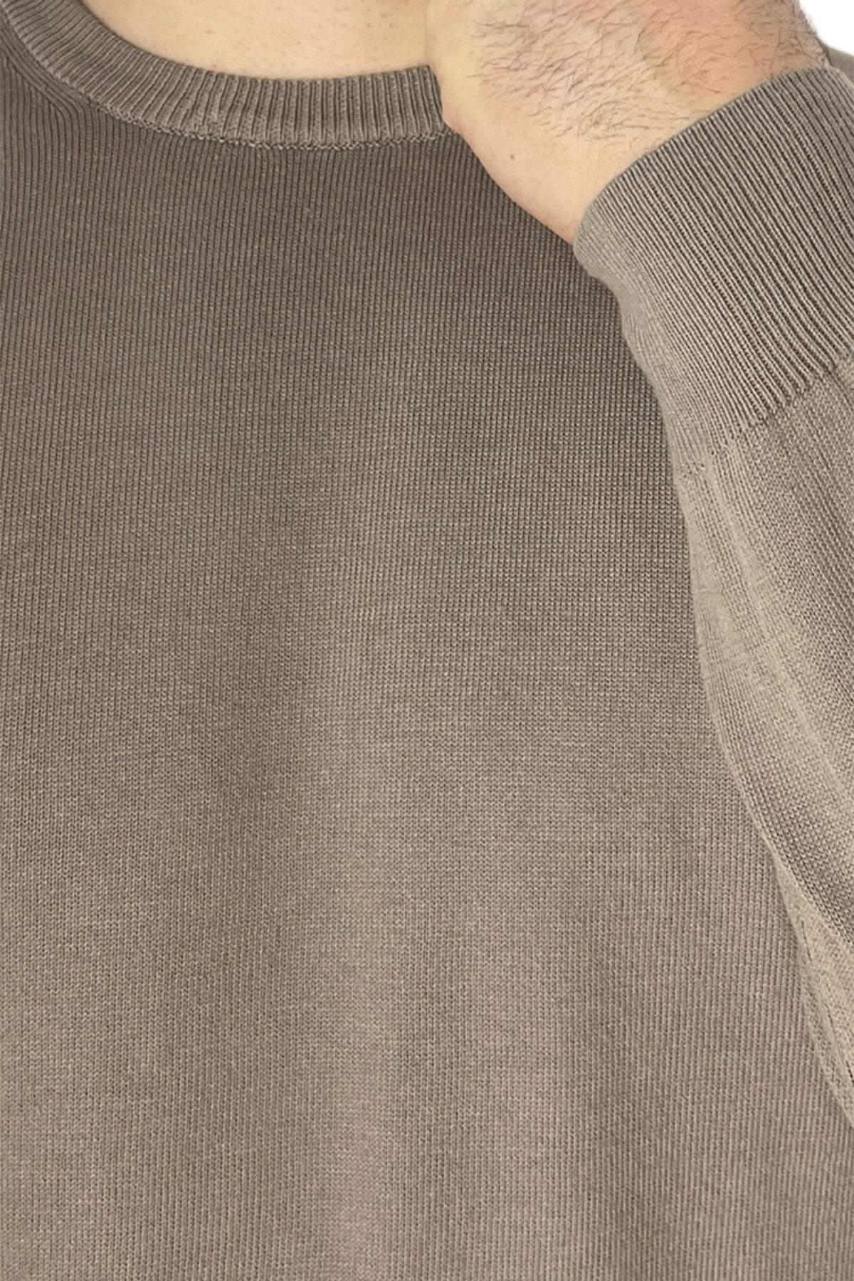 Maglioncino da uomo Fango maniche lunghe 100% cotone di filo tinta unita