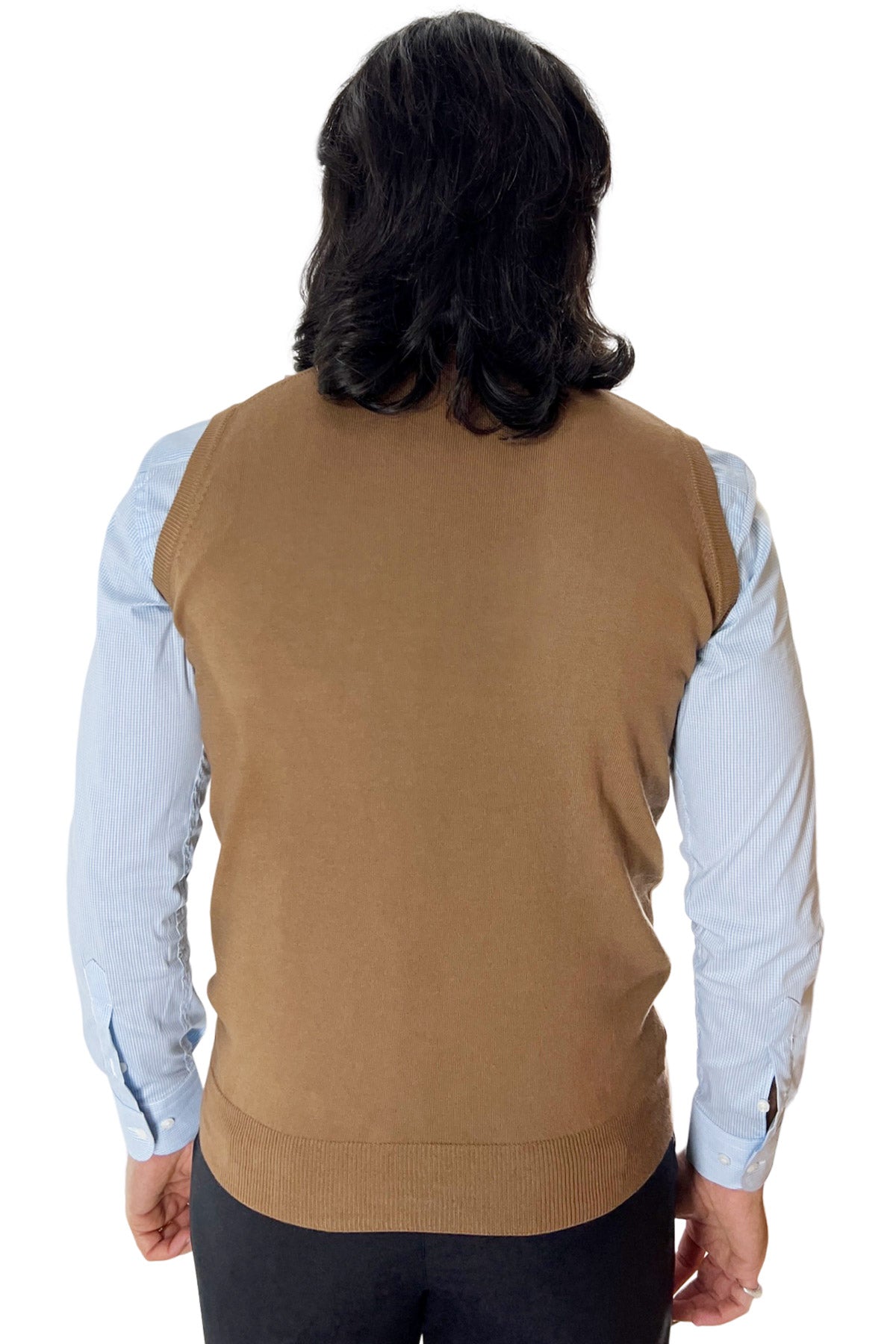 Gilet da uomo cammello 100% cotone di filo finezza 12 tinta unita