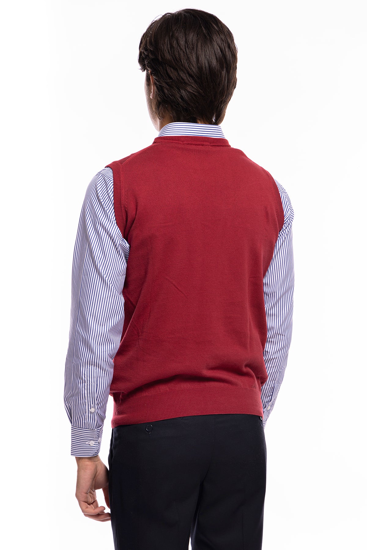 Gilet da uomo bordeaux 100% cotone di filo finezza 12 tinta unita