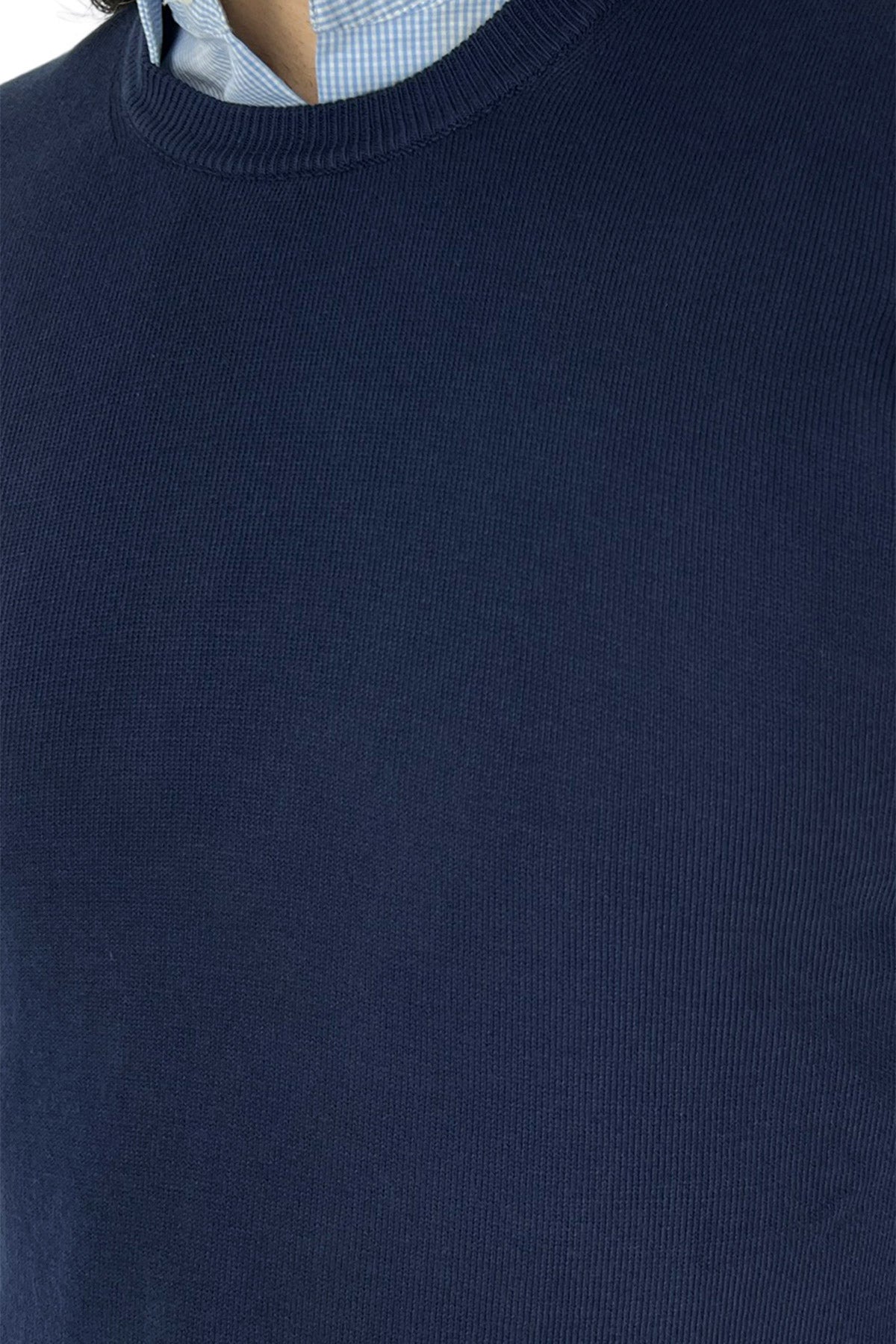 Gilet da uomo navy blu 100% cotone di filo finezza 12 tinta unita