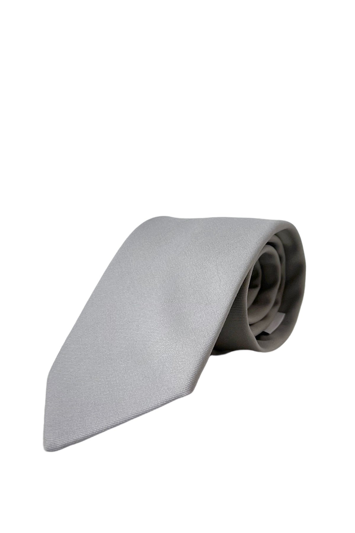 Cravatta uomo grigia tinta unita 8cm da cerimonia elegante 100% fresco lana super 140's