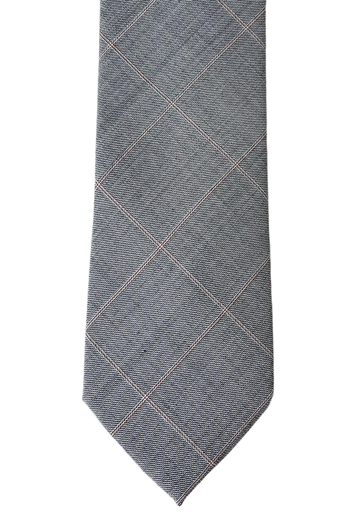 Cravatta uomo grigia a quadri  8cm da cerimonia elegante fresco lana super 120's
