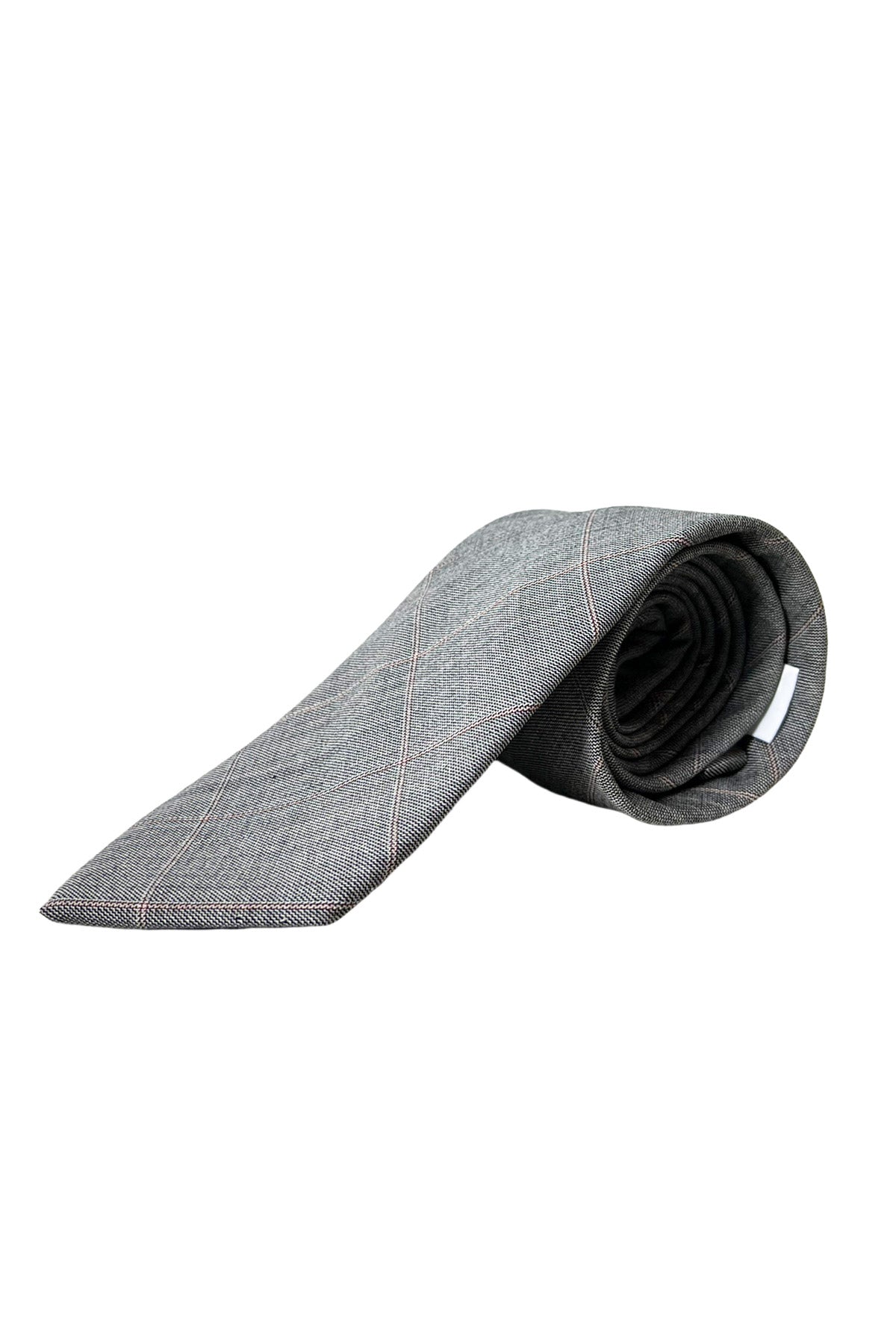 Cravatta uomo grigia a quadri  8cm da cerimonia elegante fresco lana super 120's