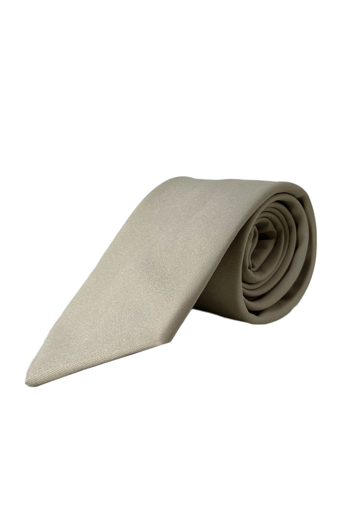 Cravatta uomo beige tinta unita 8cm da cerimonia elegante 100% fresco lana super 130's