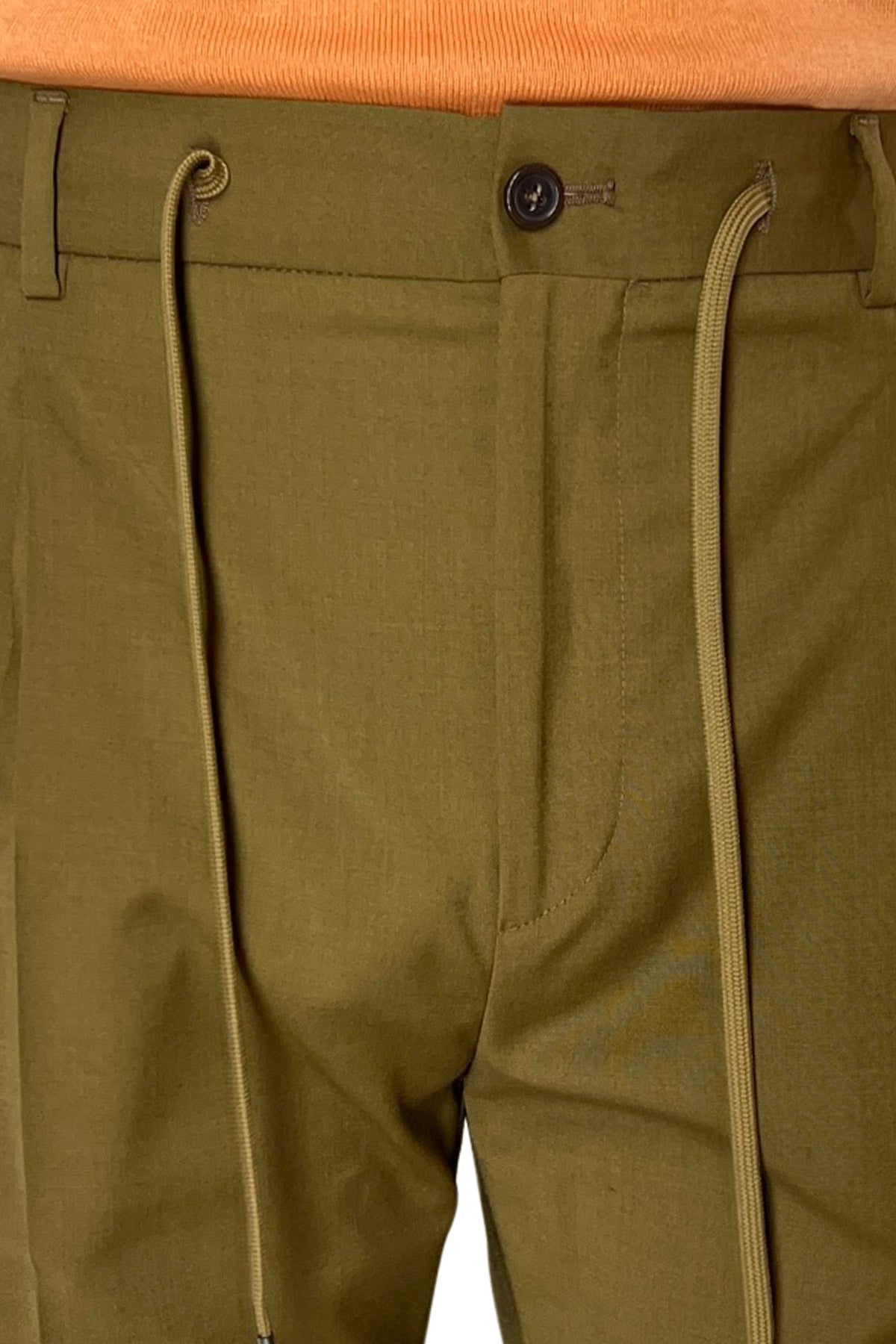 Pantalaccio da uomo cammello doppia pinces in misto fresco lana tasca america risvolto 4cm