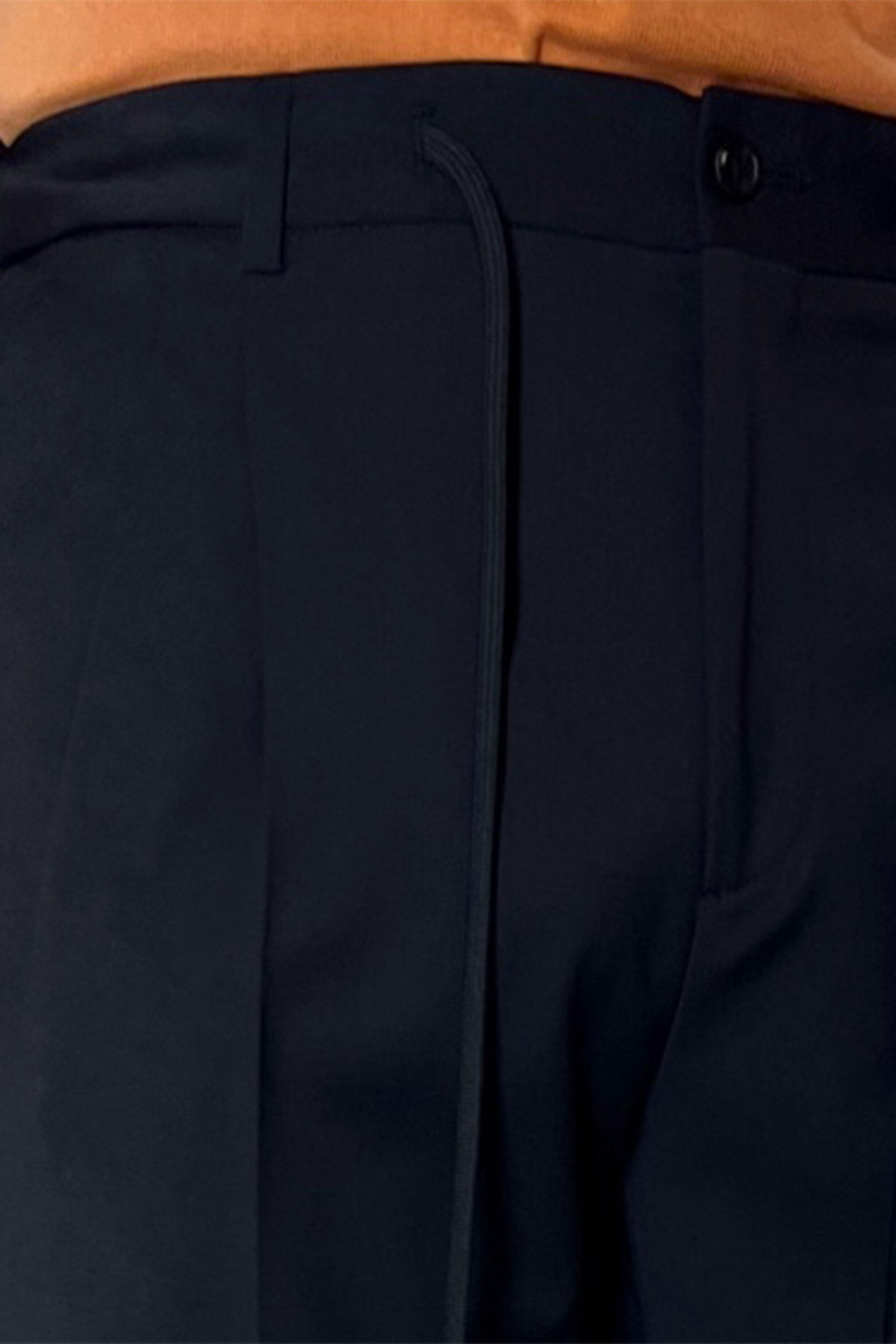 Pantalaccio da uomo Nero doppia pinces in misto fresco lana tasca america risvolto 4cm