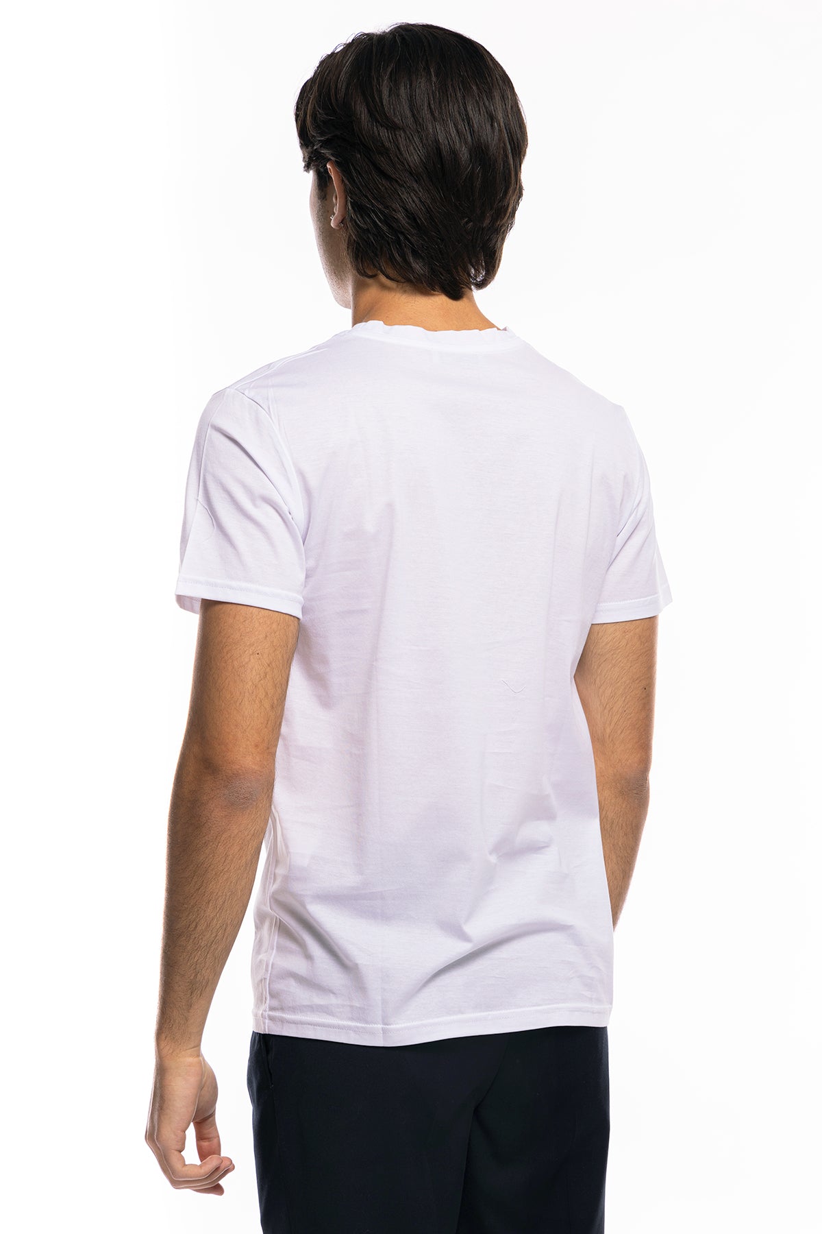 T-shirt da uomo filo di scozia Bianca 100% cotone slim fit tinta unita Made In Italy