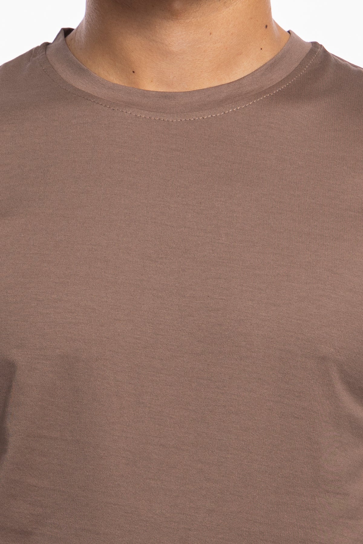 T-shirt da uomo filo di scozia Fango 100% cotone slim fit tinta unita Made In Italy..