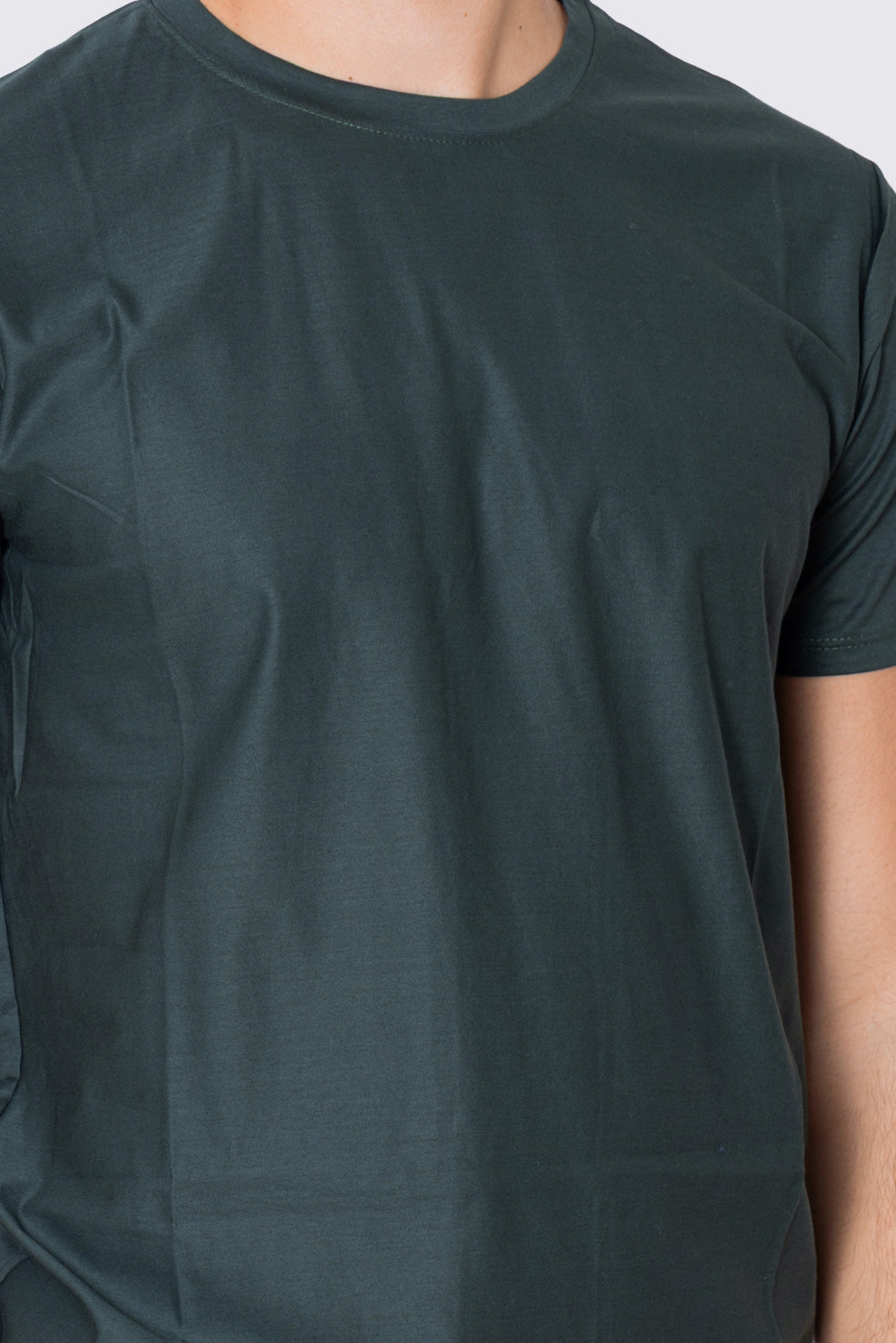 T-shirt da uomo filo di scozia Verde Bottiglia 100% cotone slim fit tinta unita Made In Italy