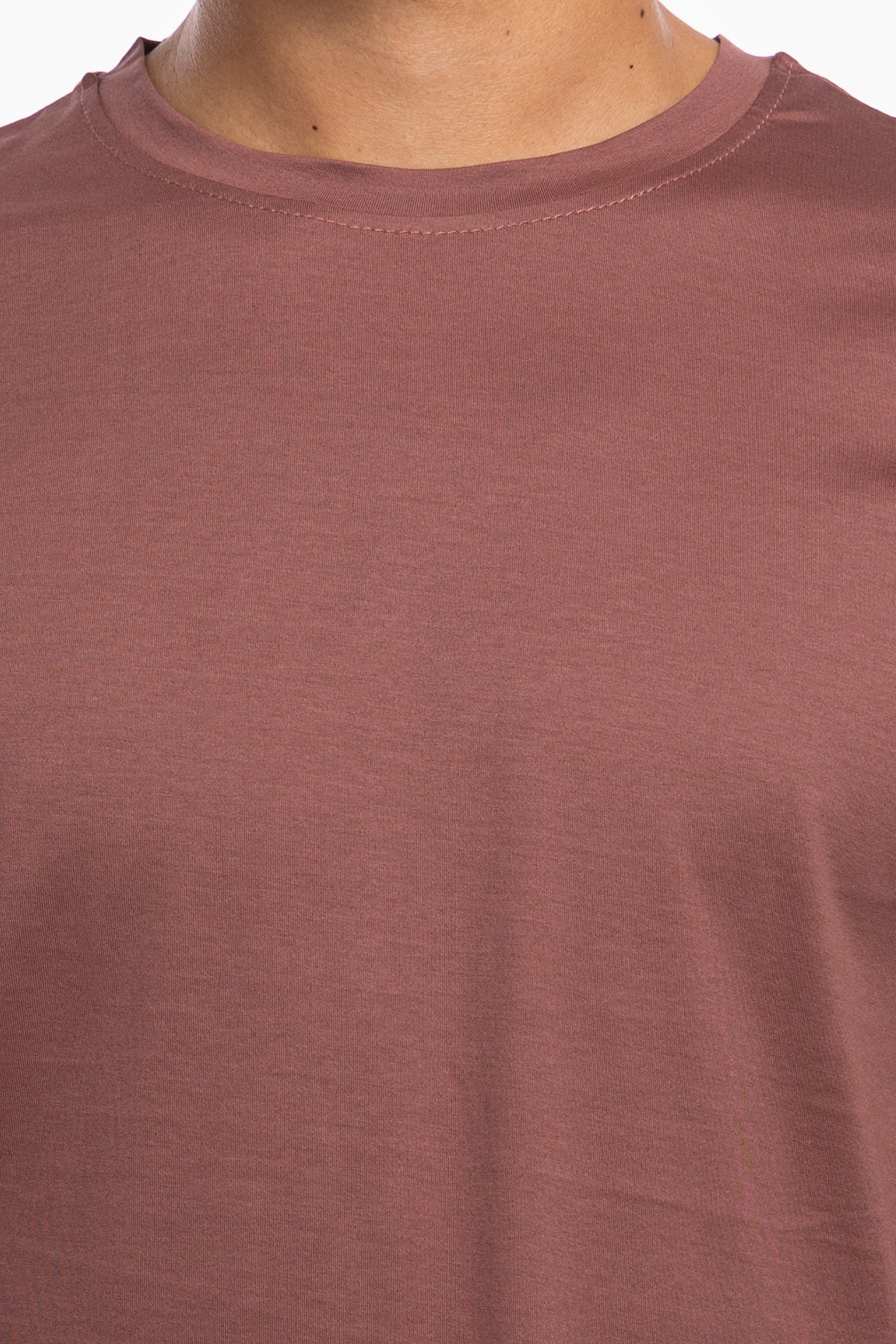 T-shirt da uomo filo di scozia rosa antico 100% cotone slim fit tinta unita Made In Italy