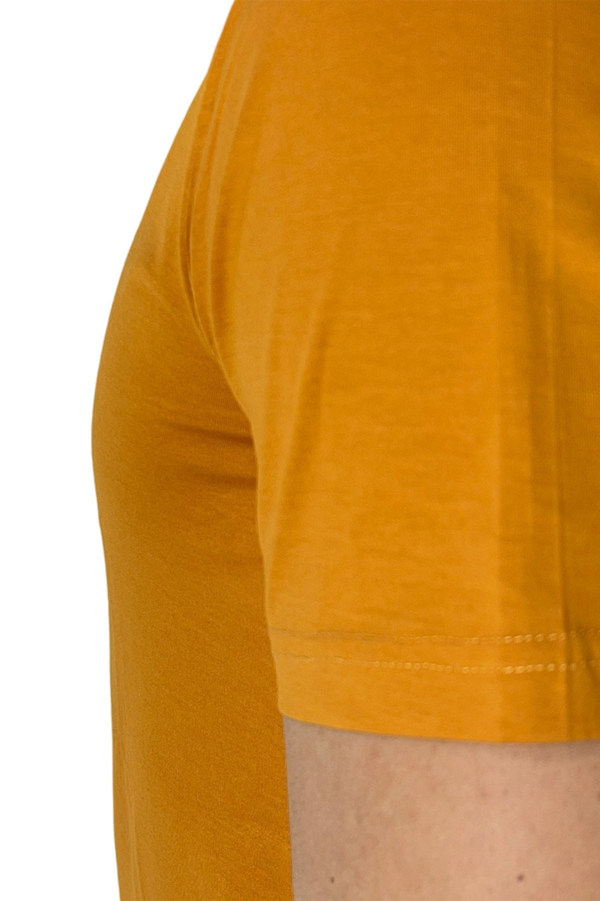 T-shirt da uomo filo di scozia arancio 100% cotone slim fit tinta unita Made In Italy.
