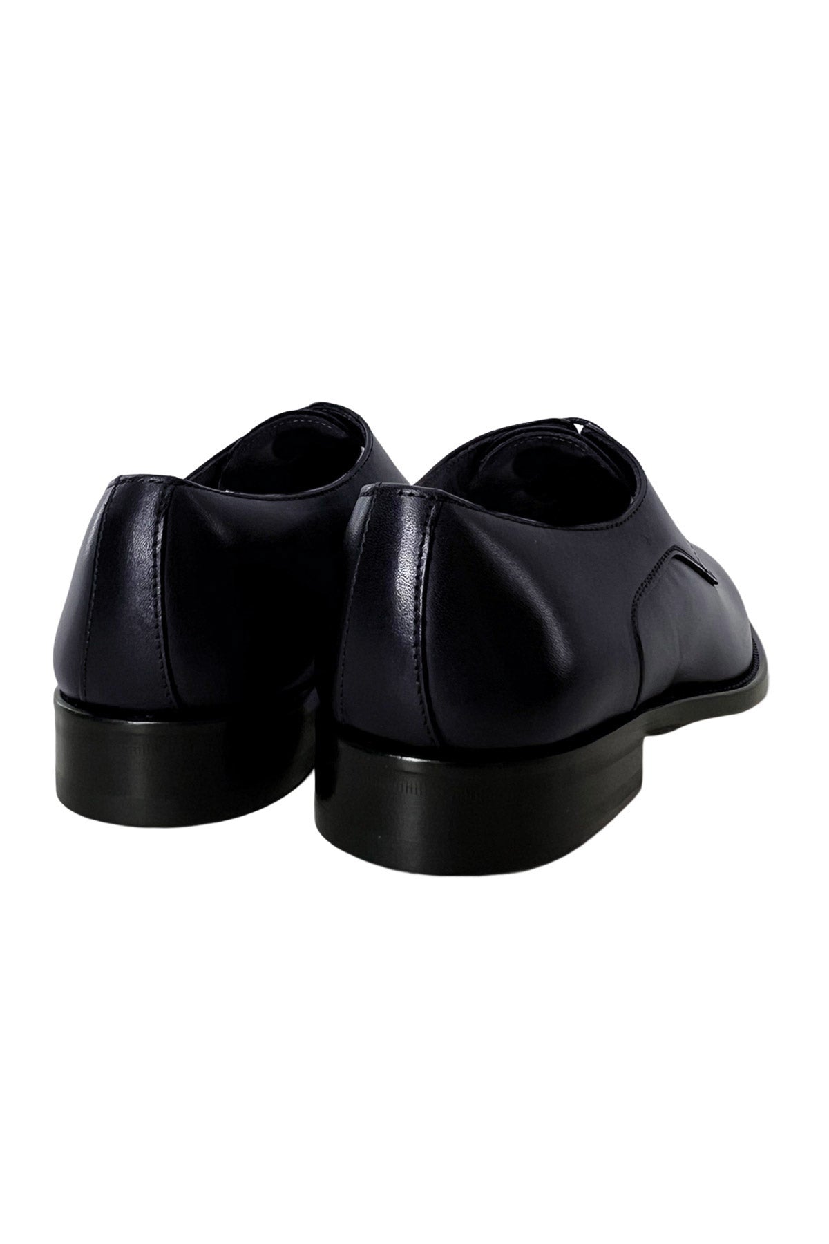 Scarpe stringate da uomo navy blu modello derby in vera pelle con chiusura lacci e suola in cuoio