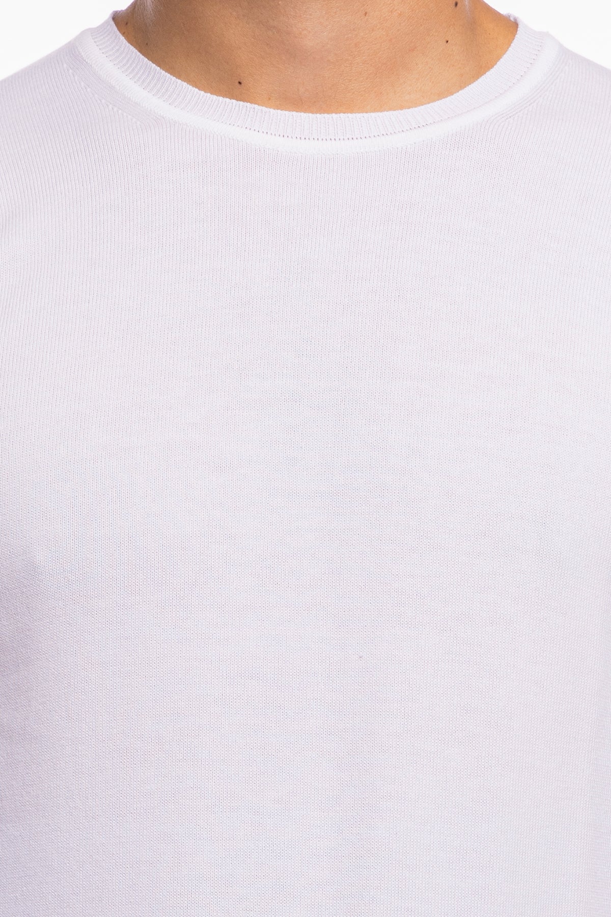 Maglioncino da uomo Bianco maniche lunghe 100% cotone di filo tinta unita