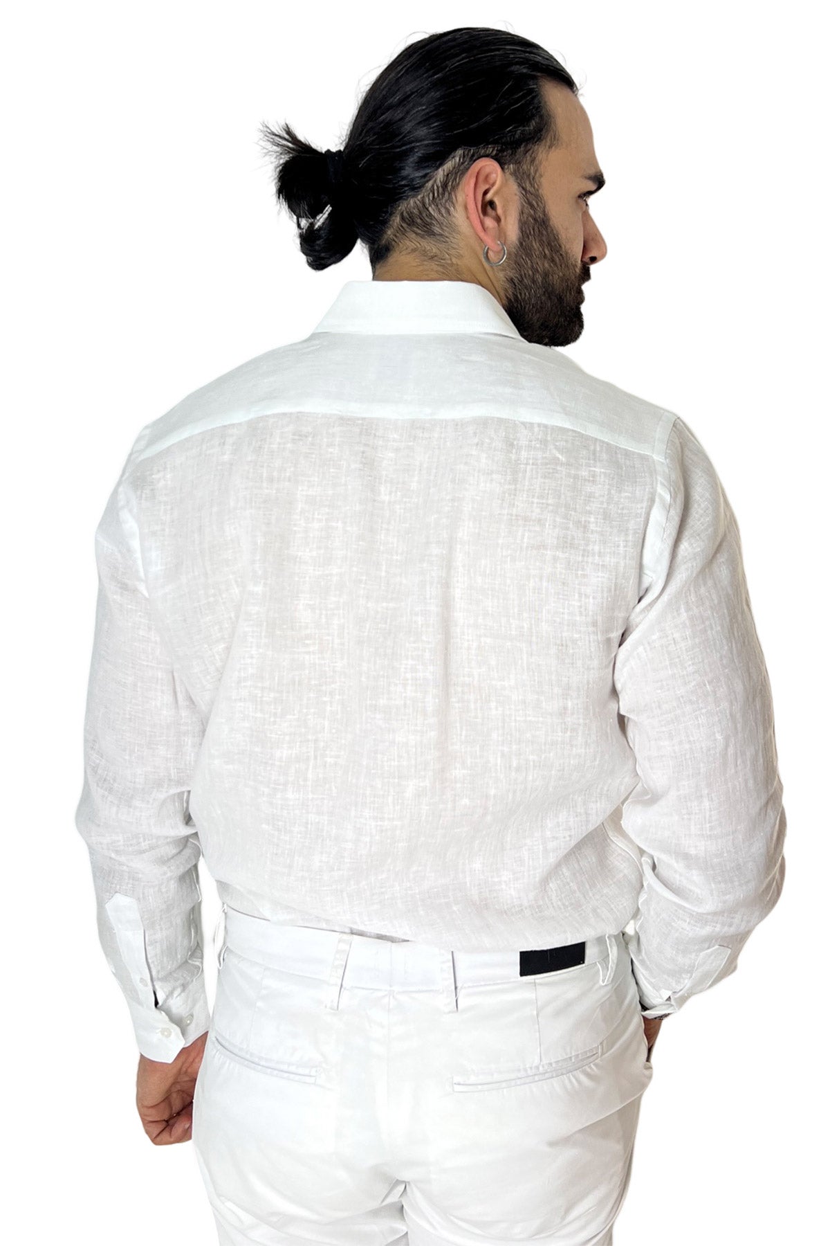 Camicia Uomo regular Fit 100% Lino Tinta unita made in italy collo semi francese morbido