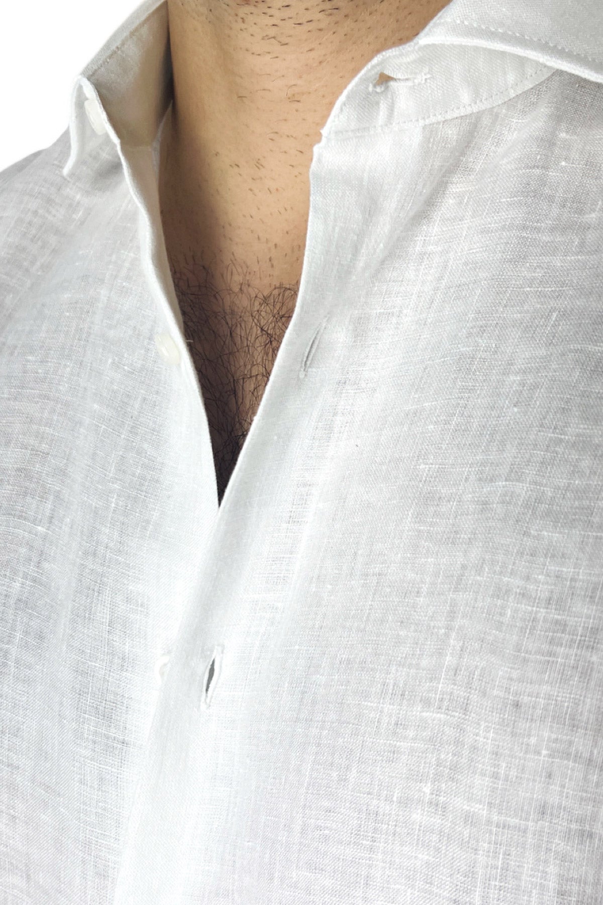 Camicia Uomo regular Fit 100% Lino Tinta unita made in italy collo semi francese morbido