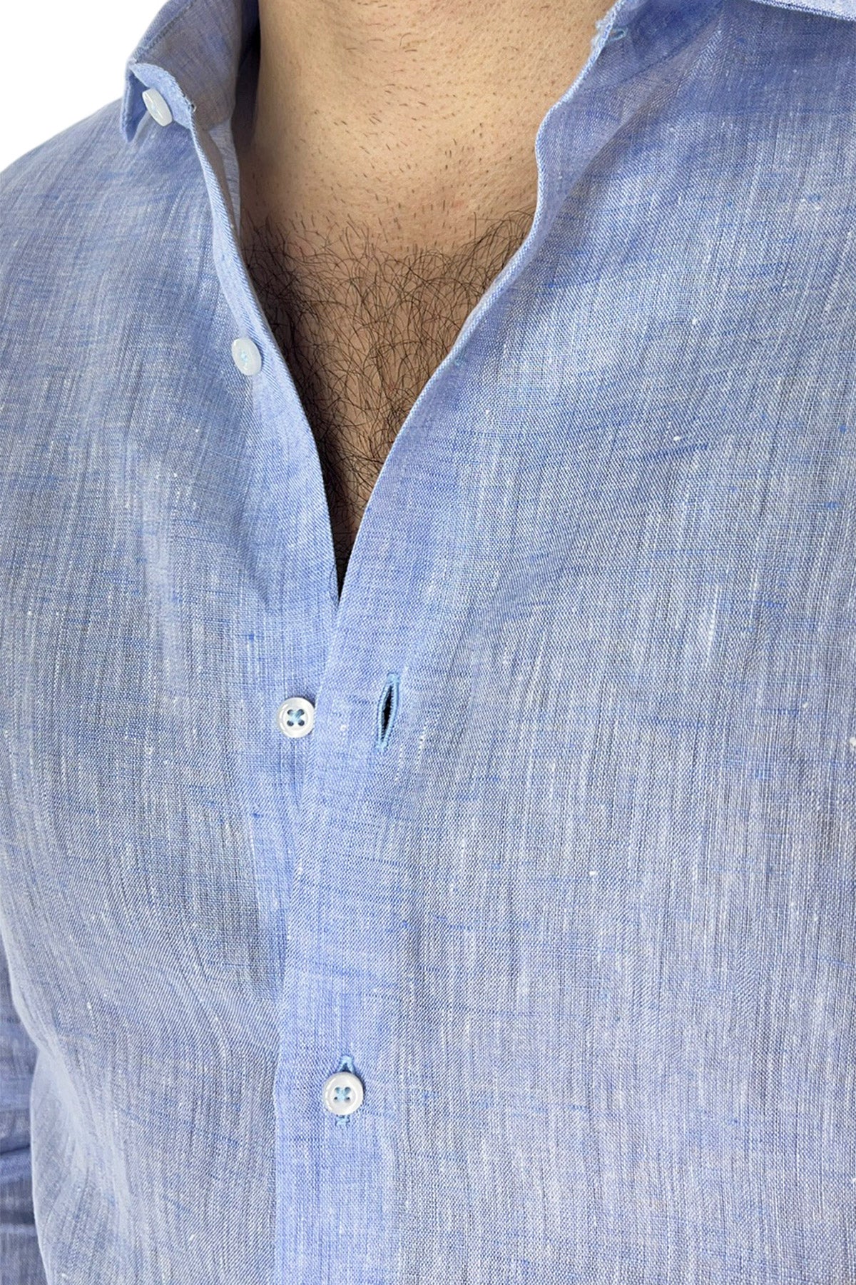 Camicia Uomo regular Fit 100% Lino effetto melange collo semi francese morbido made in italy