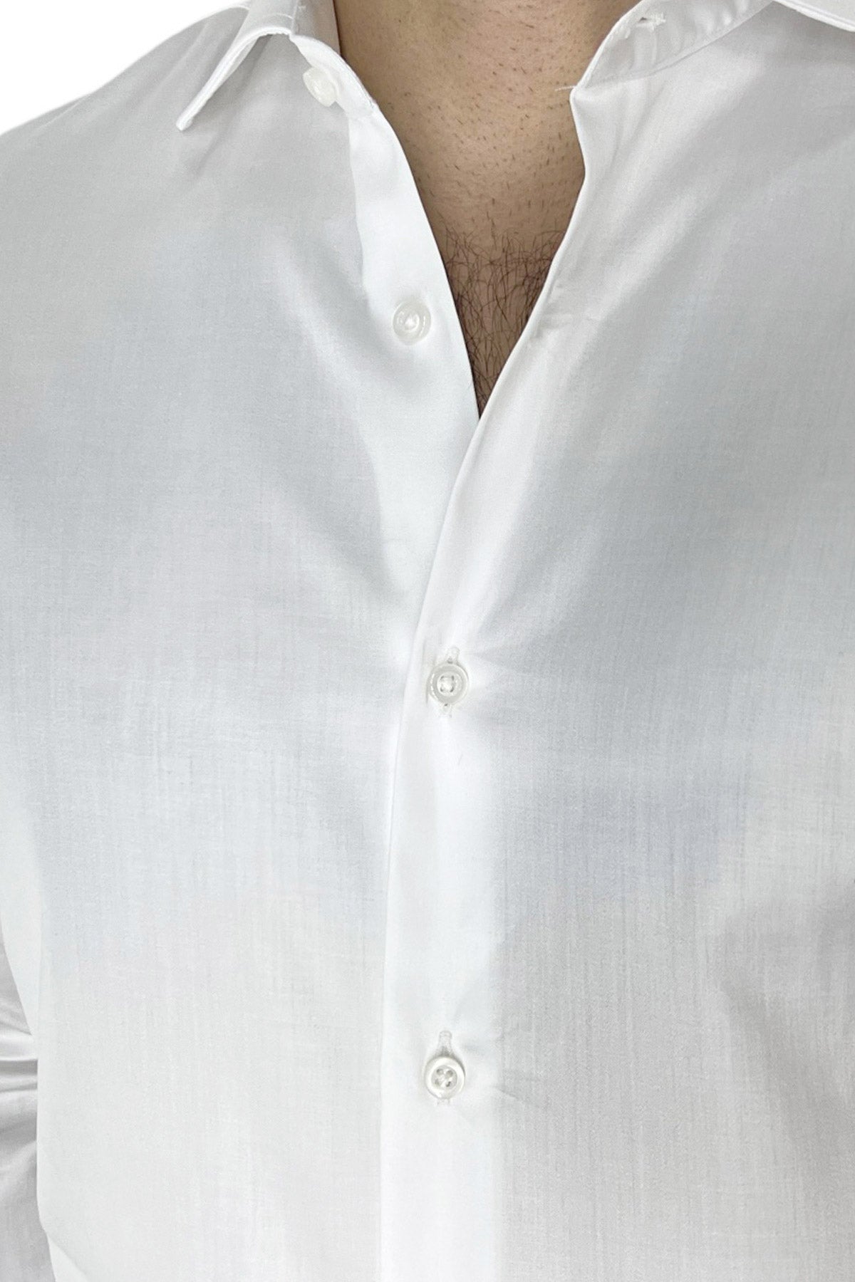 Camicia Uomo slim Fit 100% cotone Tinta unita collo semi francese