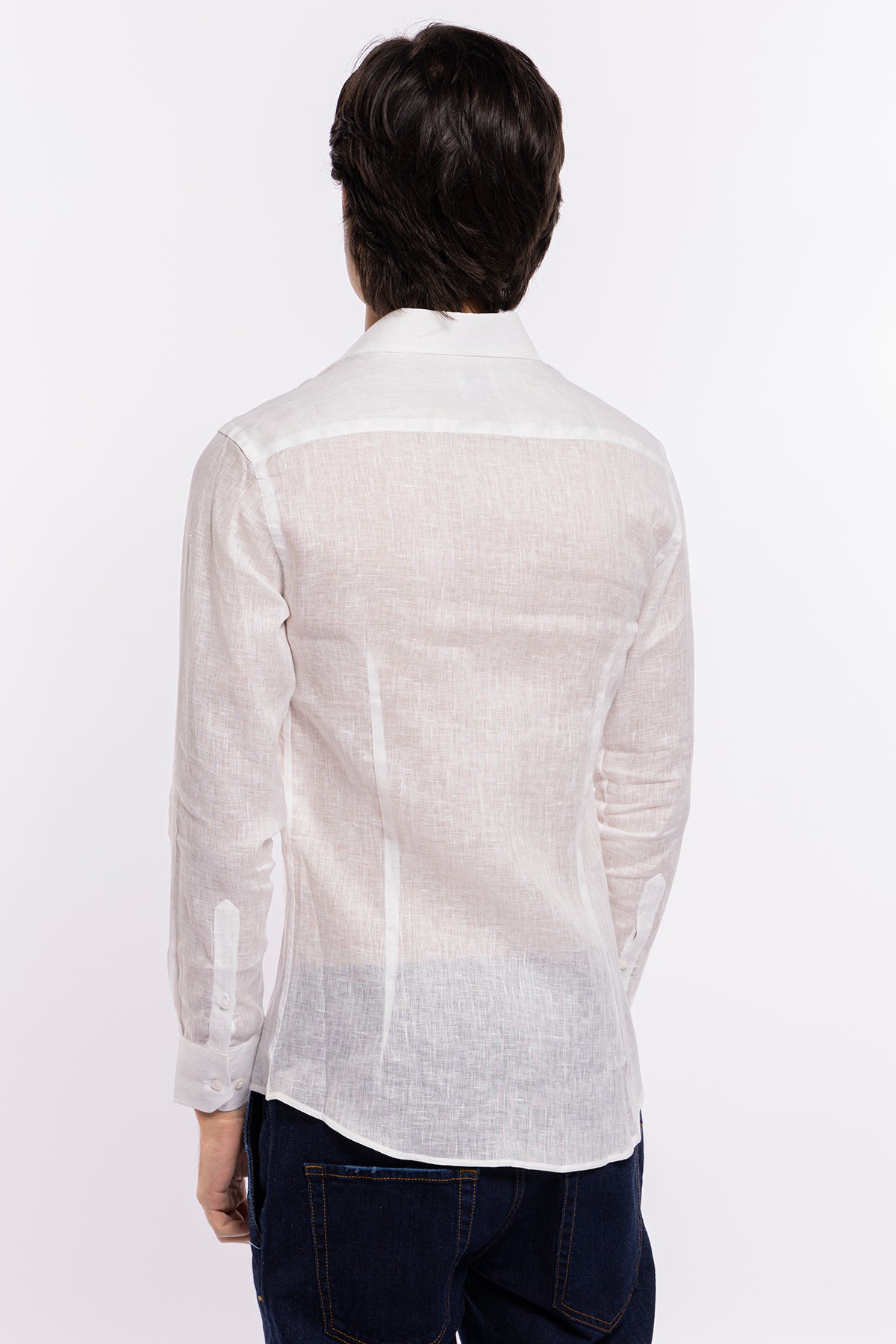 Camicia Uomo slim Fit 100% Lino Tinta unita made in italy collo semi francese morbido