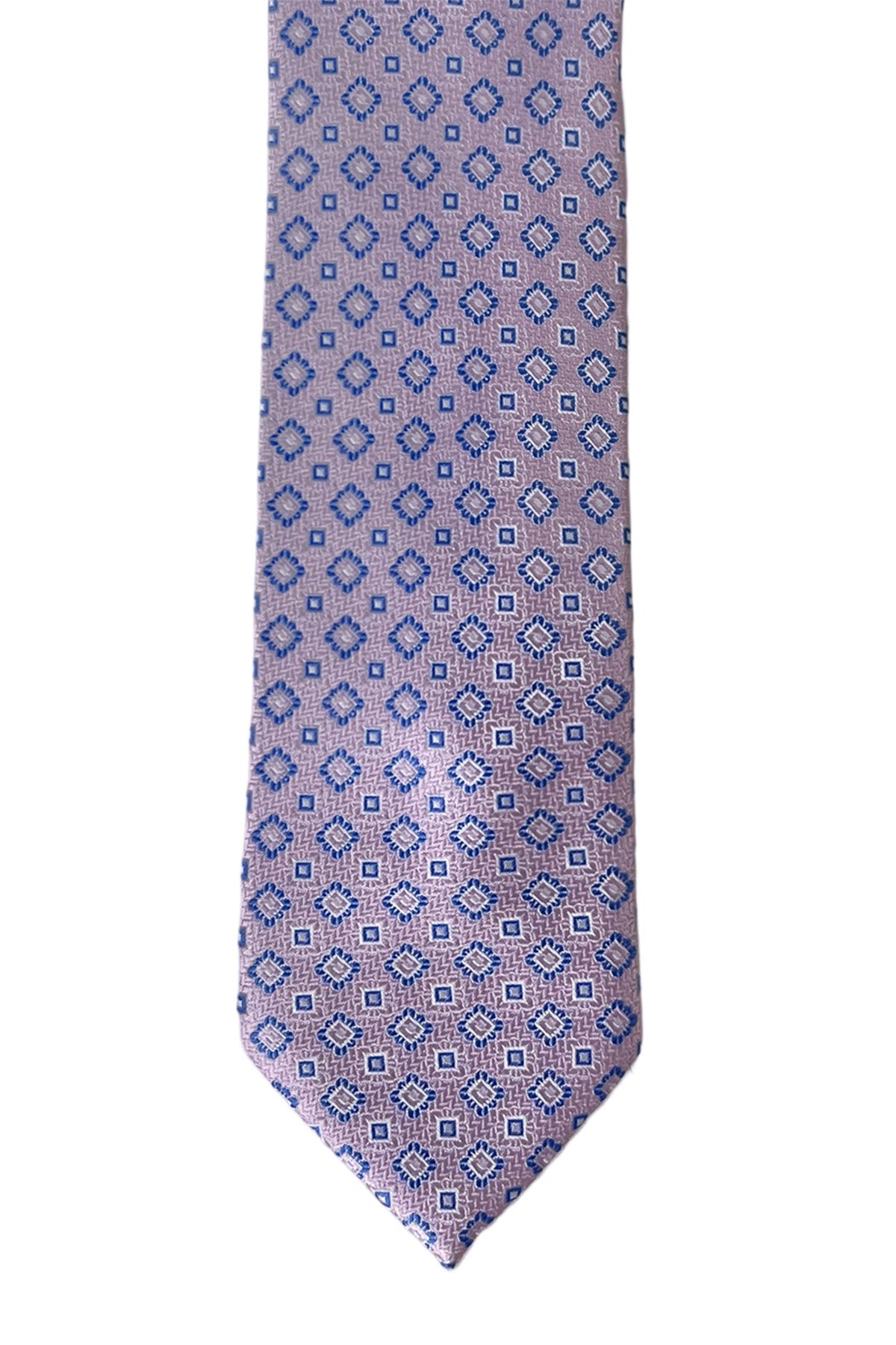 Cravatta uomo rosa Fantasia blu 8cm da cerimonia elegante 100% seta