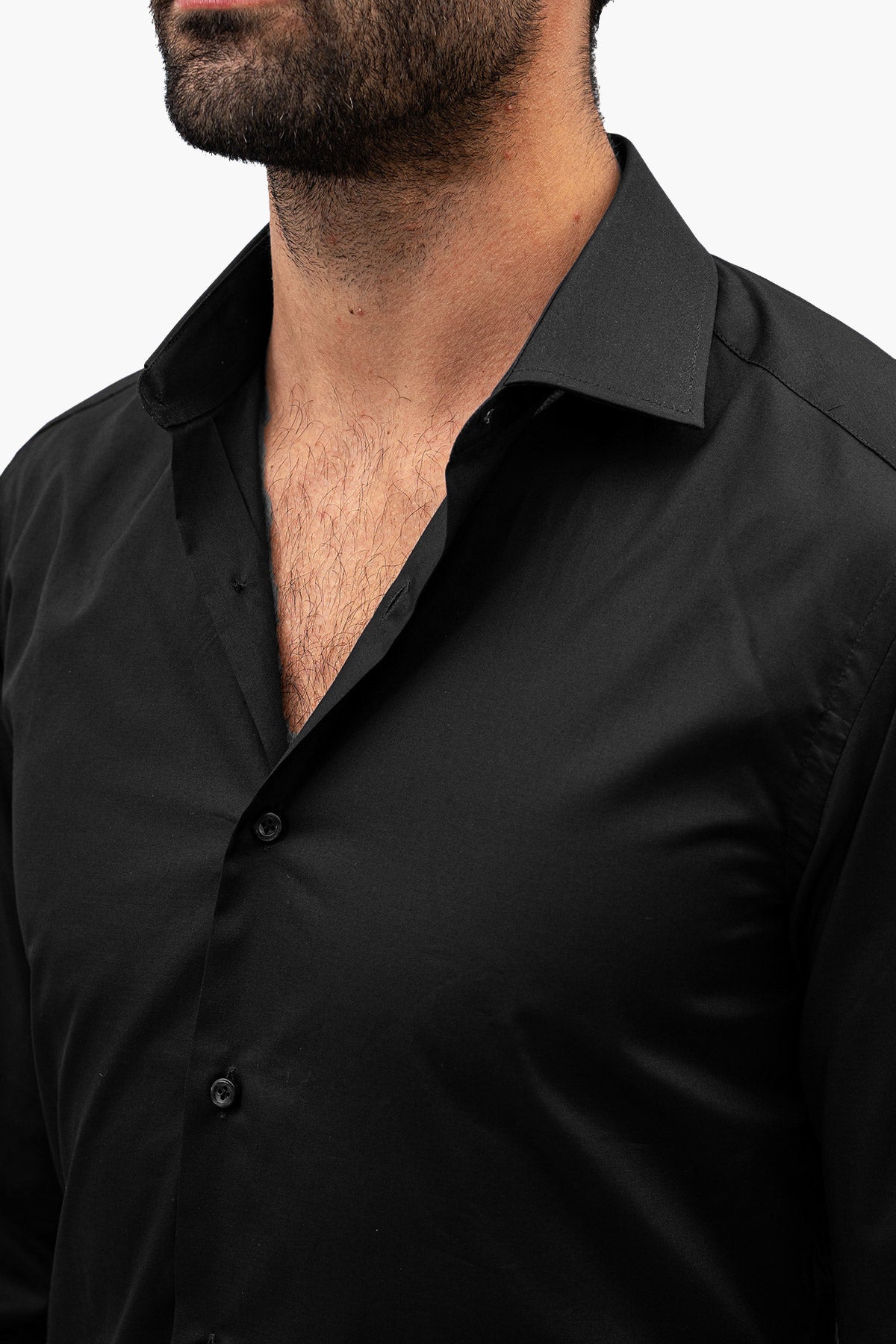 Camicia Uomo Slim Fit elasticizzata Tinta unita in cotone effetto seta collo semi francese