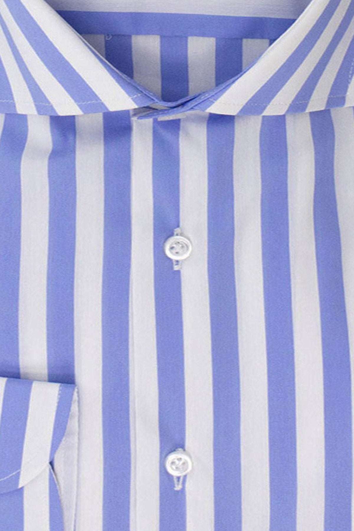 Camicia Uomo Righe Larghe slim fit cotone elastico Collo semi francese Made In Italy