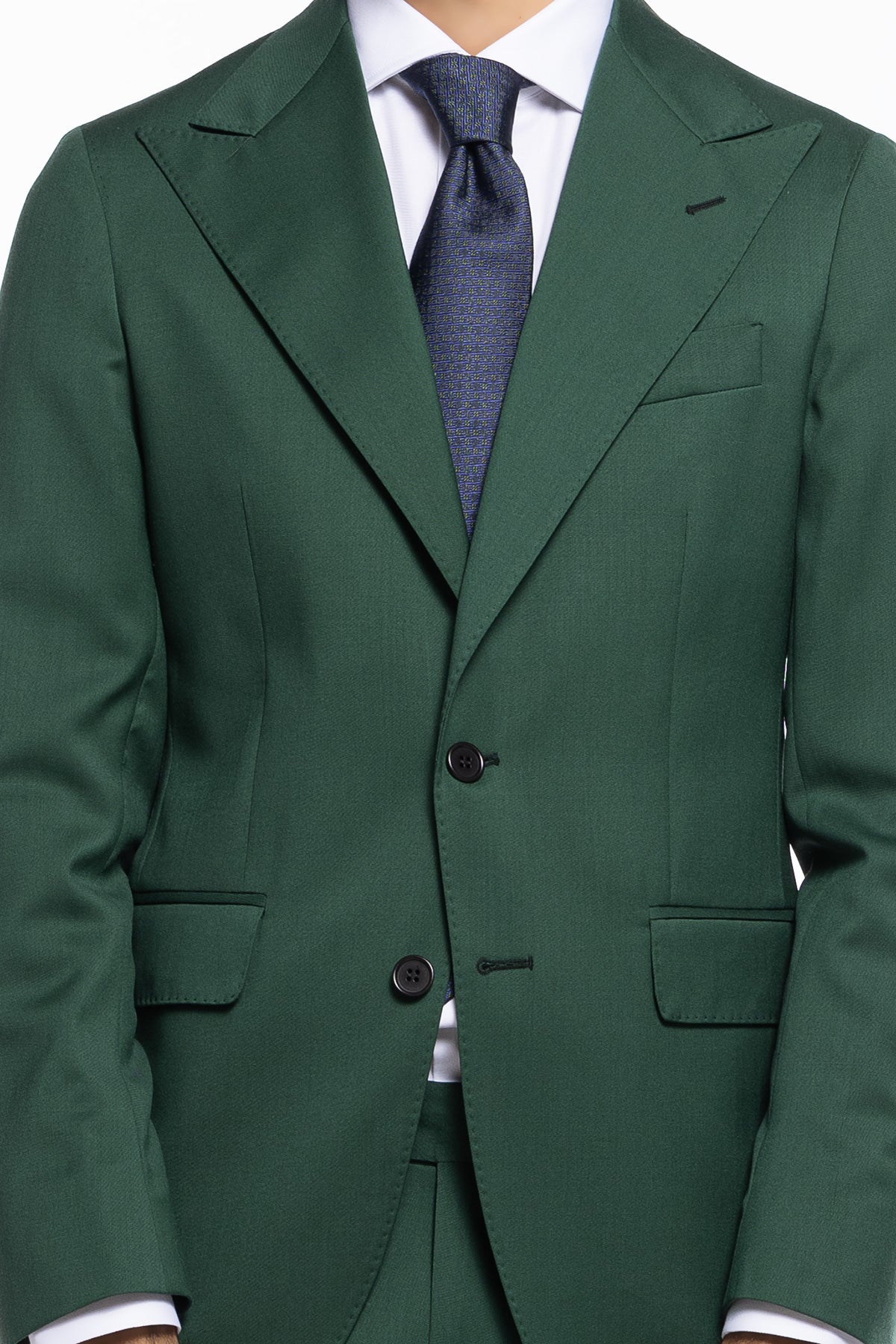 Giacca uomo monopetto verde bottiglia fresco lana super 130's Bristol Tessuti Rever a lancia