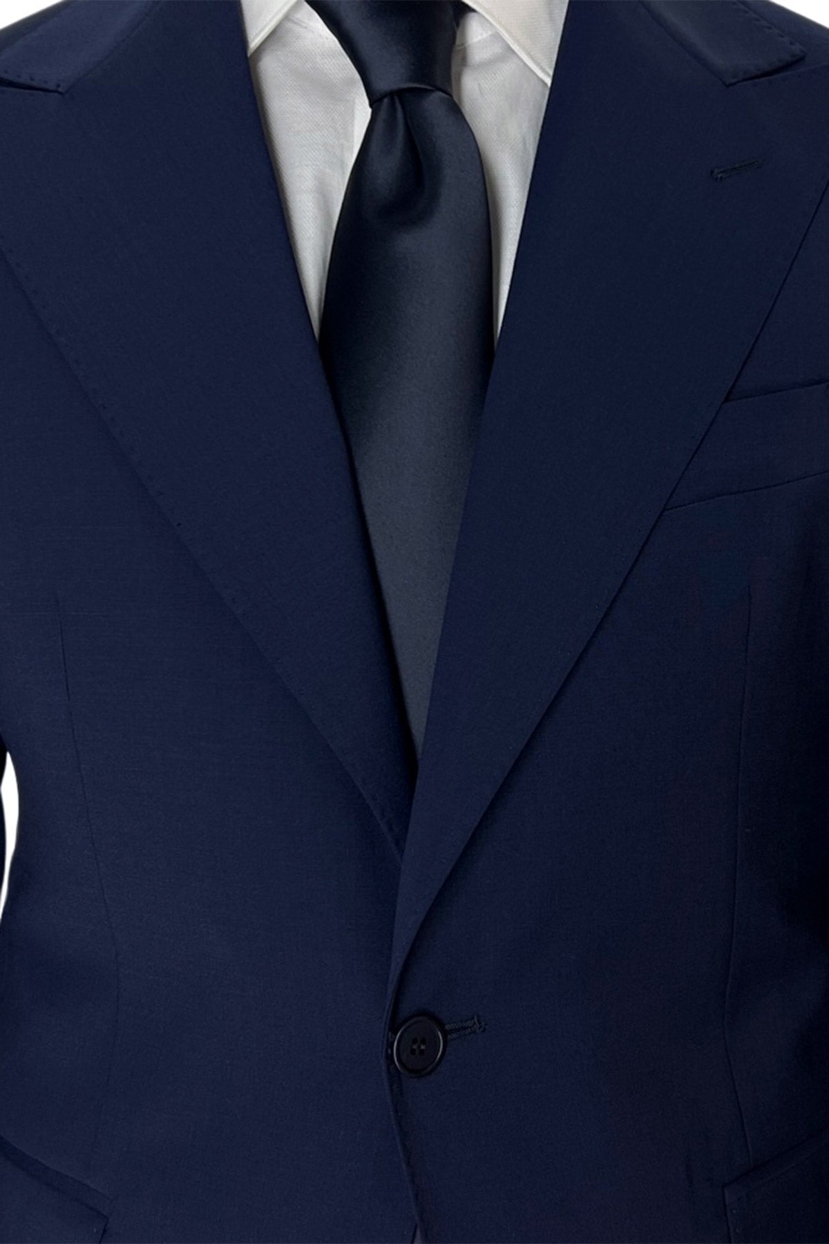 Giacca uomo monopetto Navy blu fresco lana mista Rever a lancia 13cm