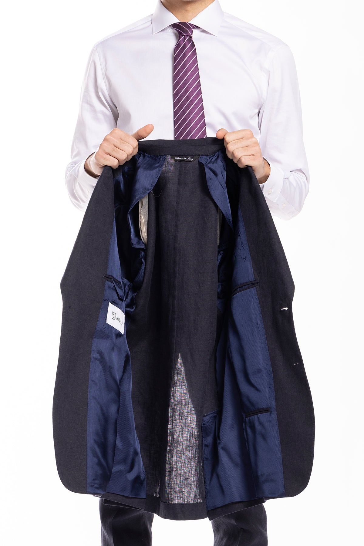 Giacca uomo monopetto Navy blu in lino 100% Rever largo tasche a toppe vestibilità regular fit