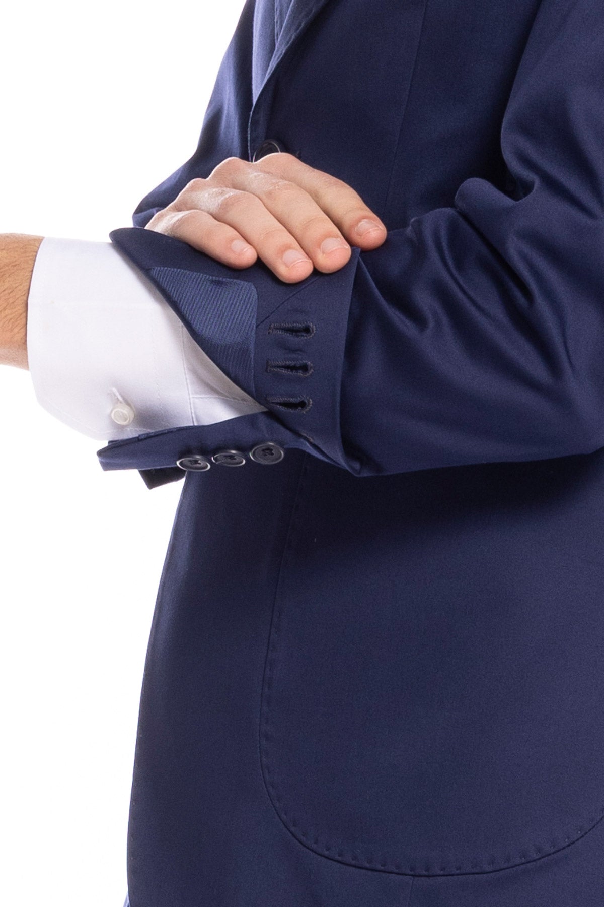 Giacca uomo monopetto navy blu in cotone Rever largo tasche a toppe vestibilità regular fit
