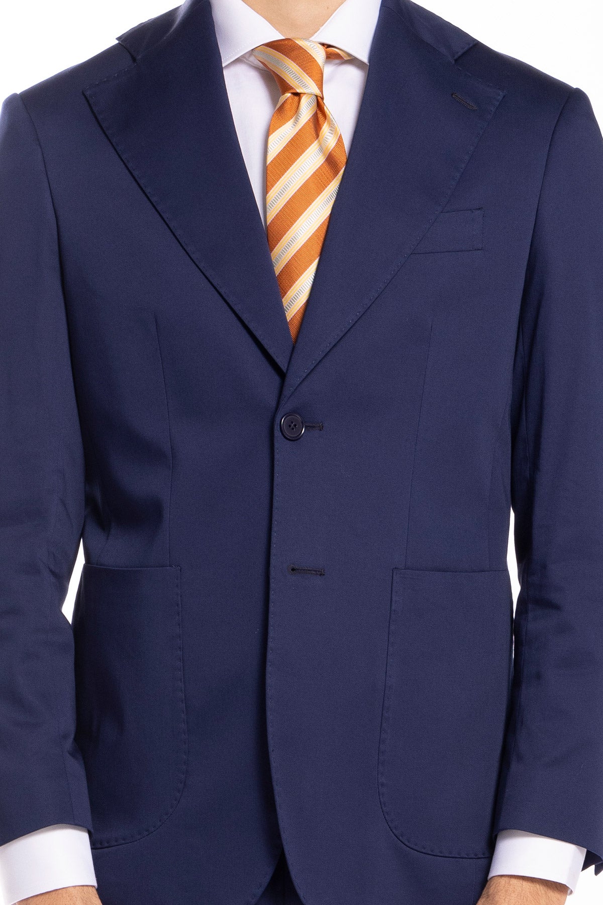 Giacca uomo monopetto navy blu in cotone Rever largo tasche a toppe vestibilità regular fit