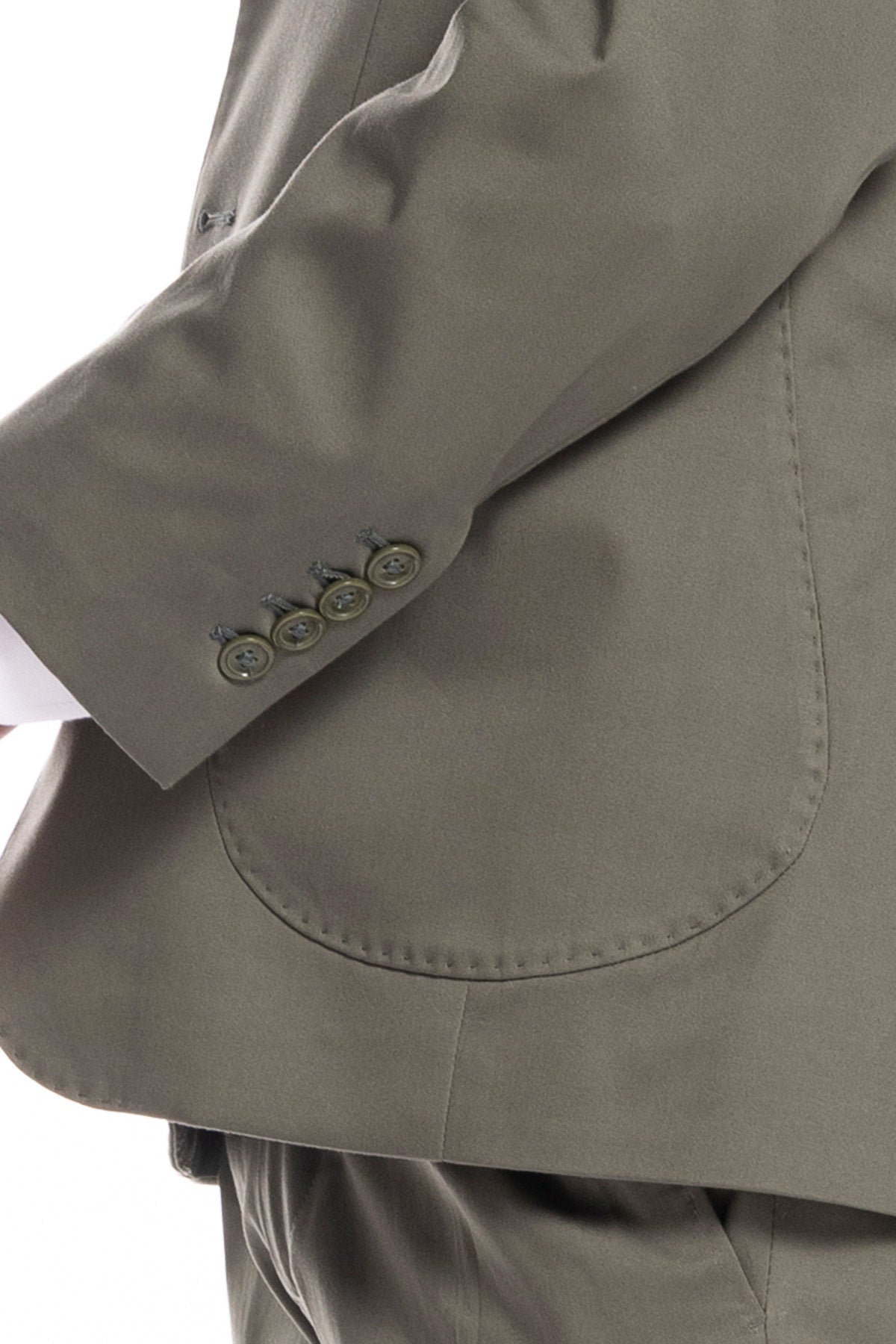 Giacca uomo monopetto verde militare  in cotone Rever largo tasche a toppe vestibilità regular fit