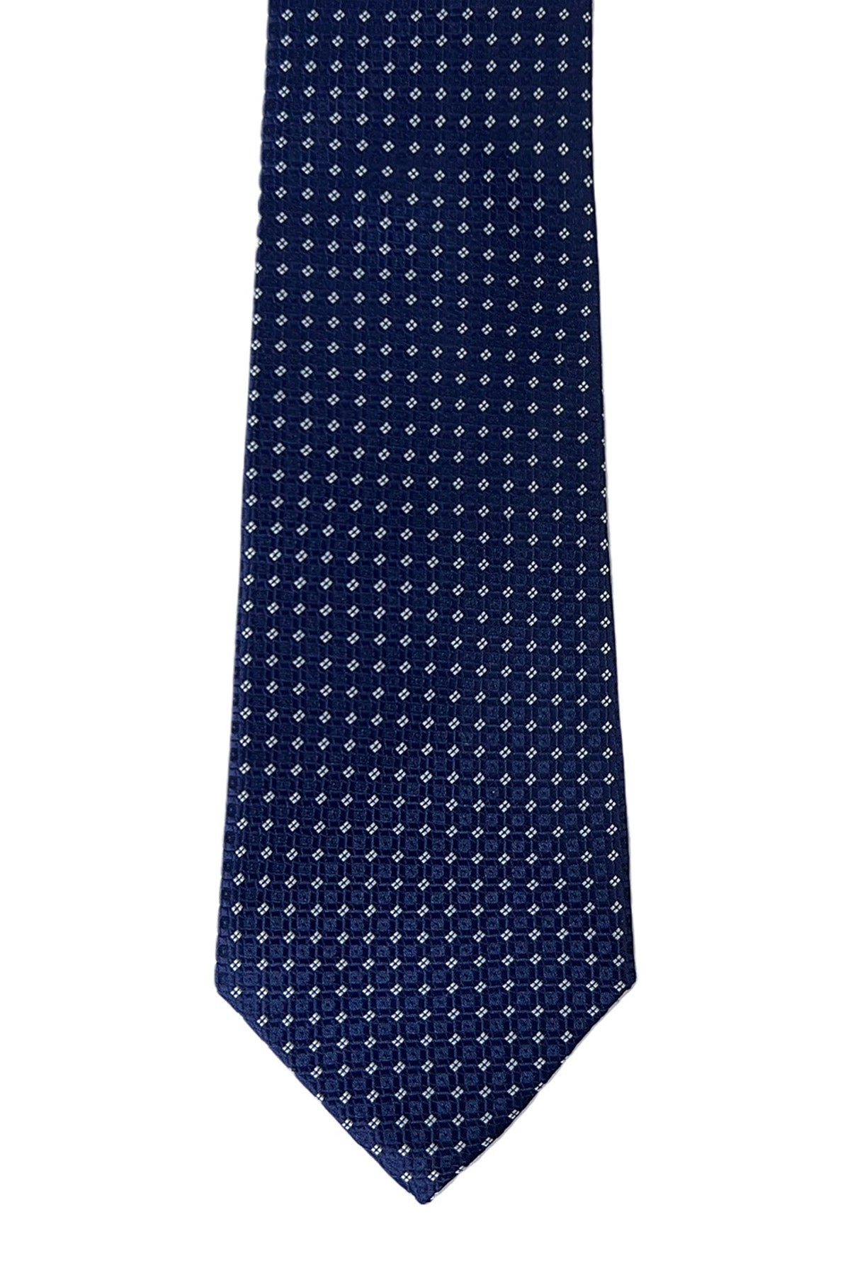 Cravatta uomo blu fantasia fiori bianchi 8cm da cerimonia elegante effetto seta