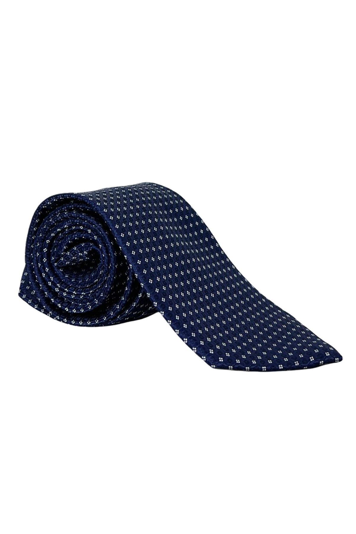 Cravatta uomo blu fantasia fiori bianchi 8cm da cerimonia elegante effetto seta