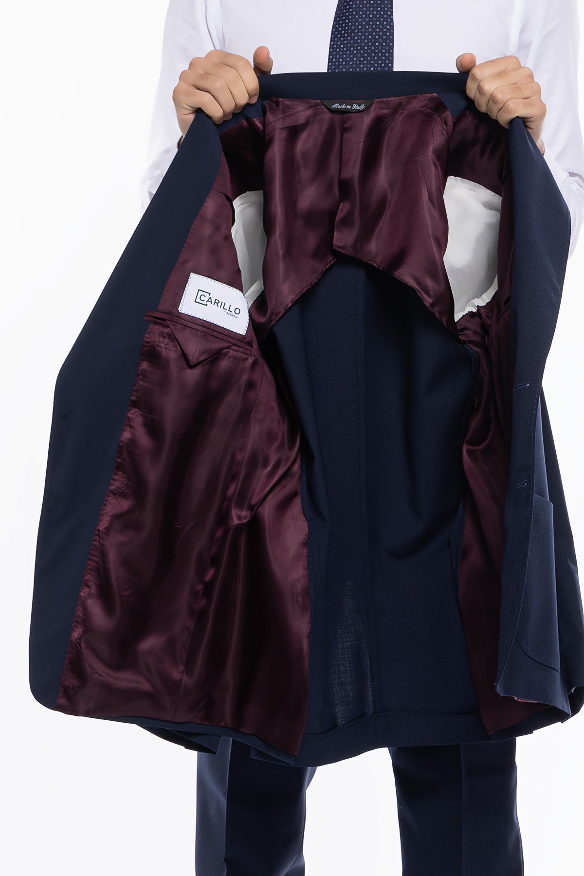 Giacca uomo monopetto navy blu fresco lana mista Rever a lancia tasche a toppe