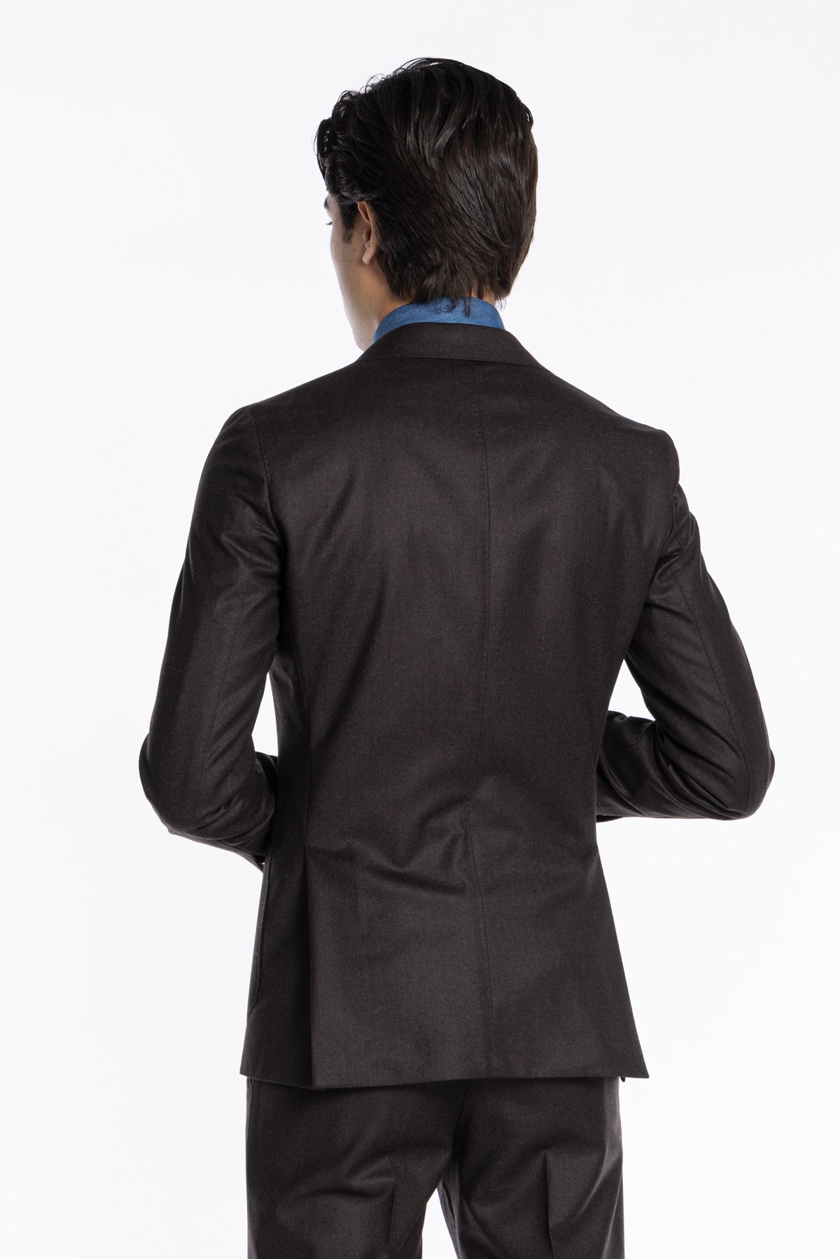 Abito uomo monopetto Marrone in pura lana Rever a lancia e tasche a toppe Vitale Barberis Canonico